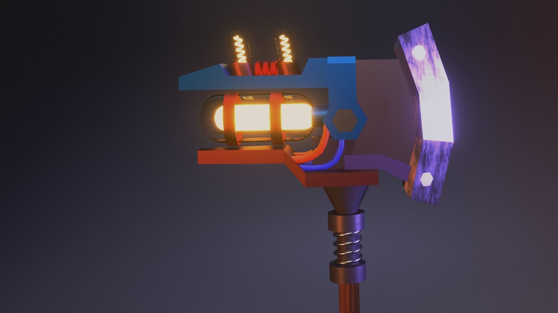 Cyber-axe axe with lights Low-poly 3D model_2