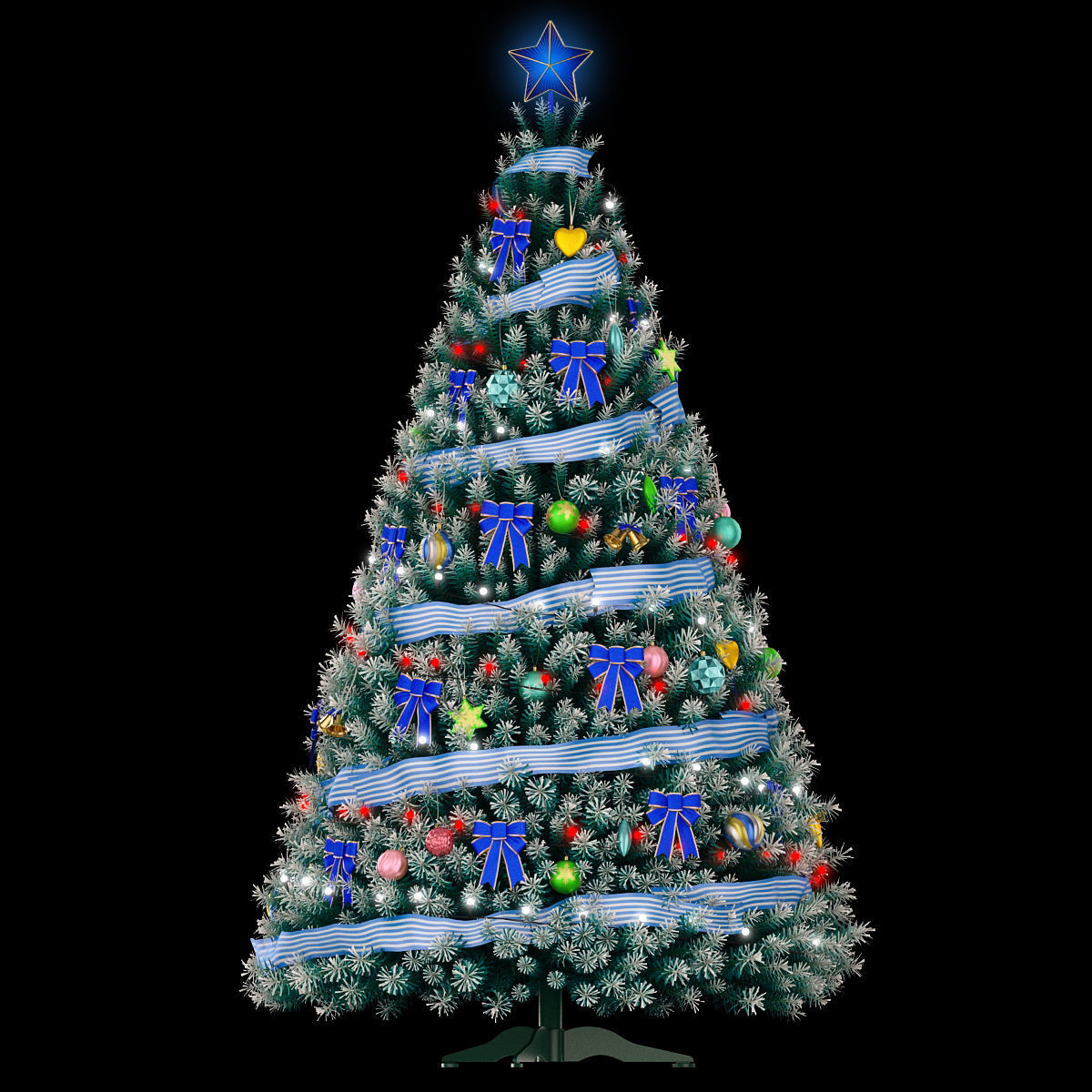 Christmas blue tree 2 3D model_5