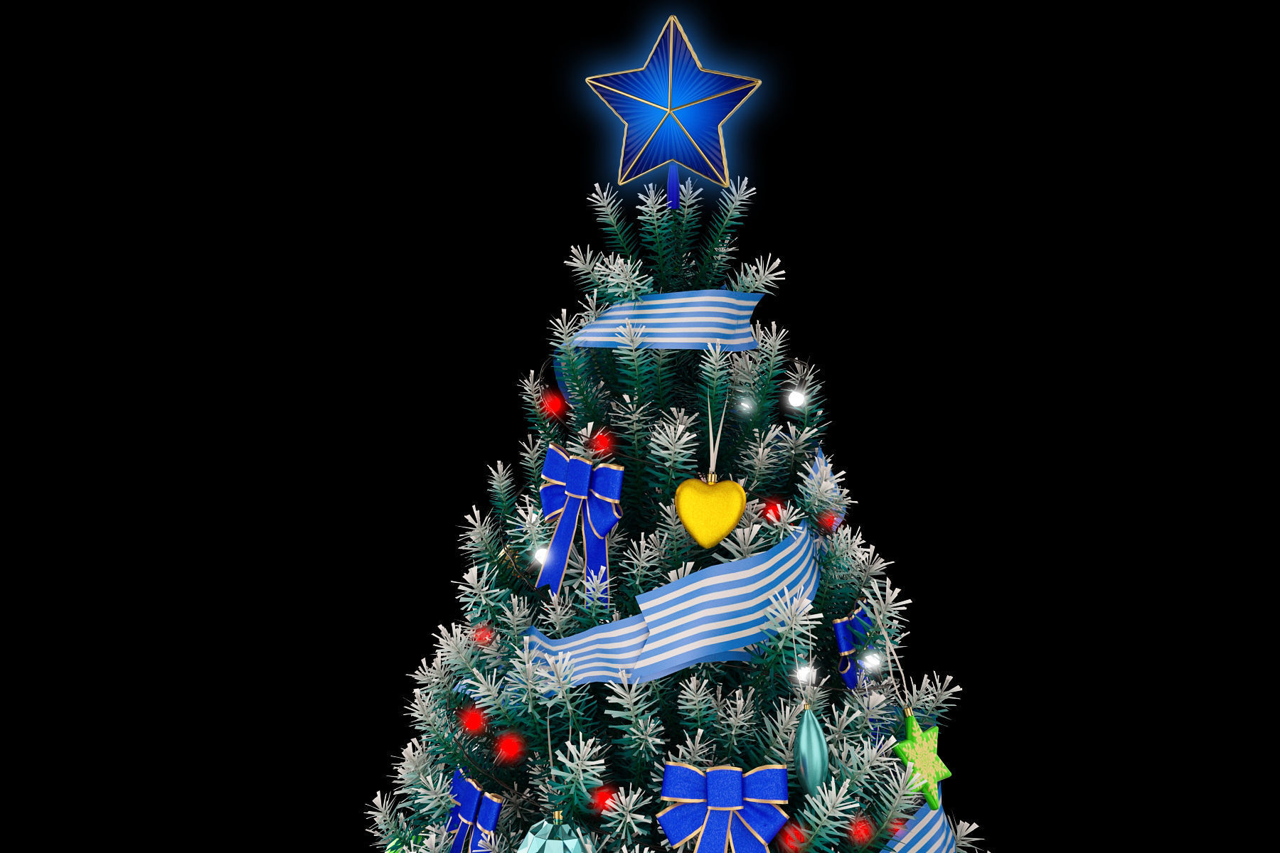 Christmas blue tree 2 3D model_9