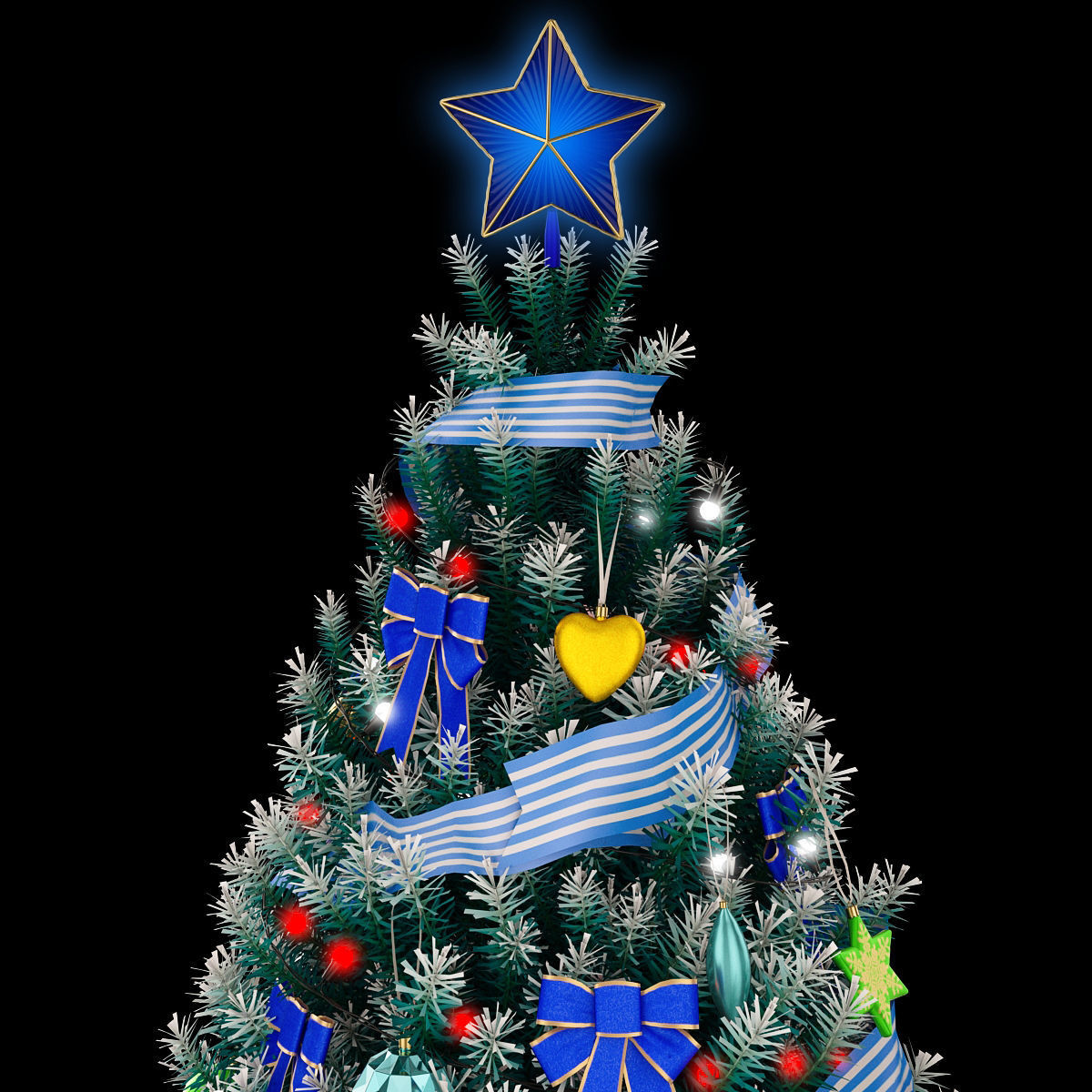 Christmas blue tree 2 3D model_2