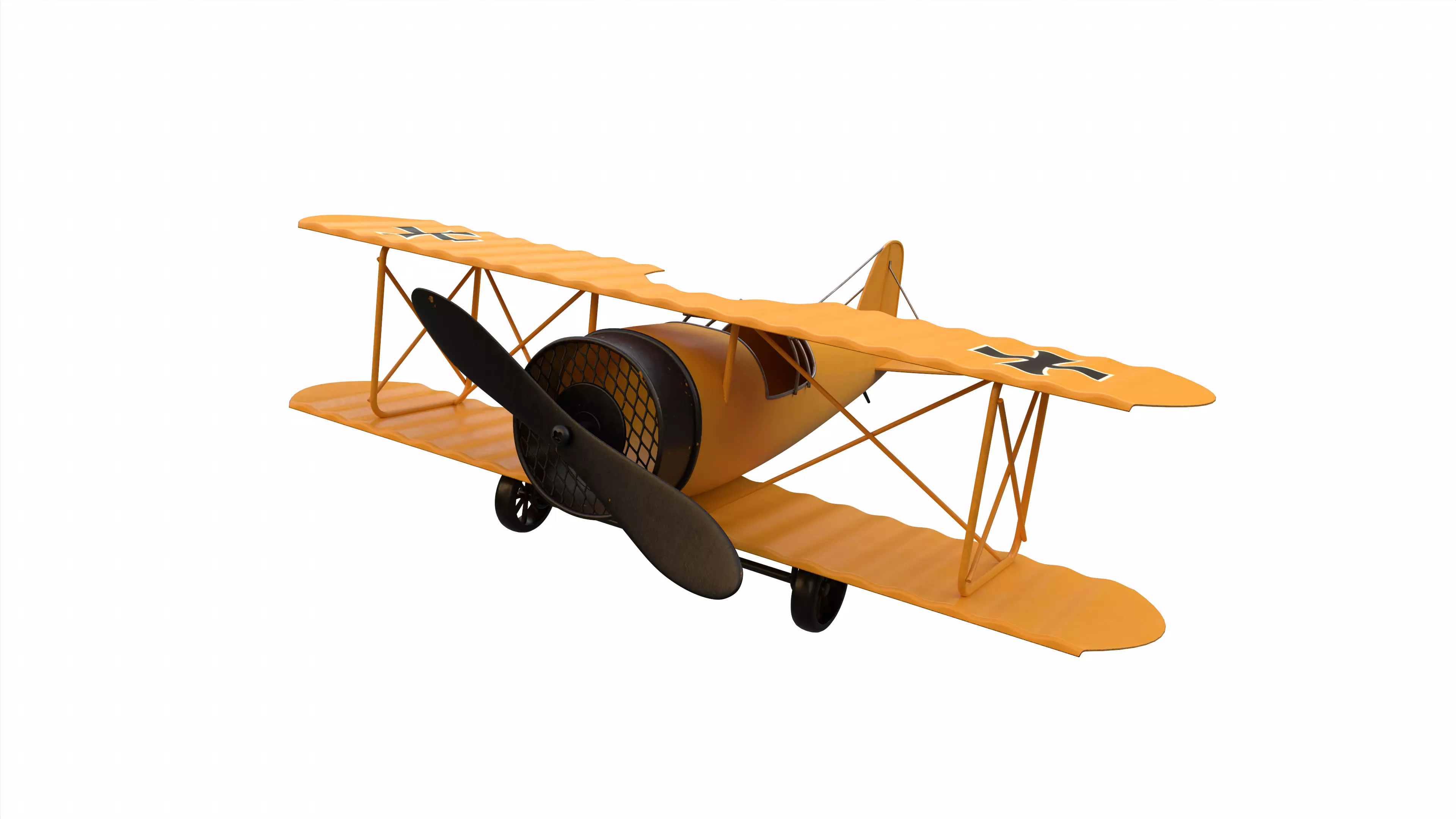 WWI German Biplane Tin Toy Airplane 4K PBR Low-poly 3D model
