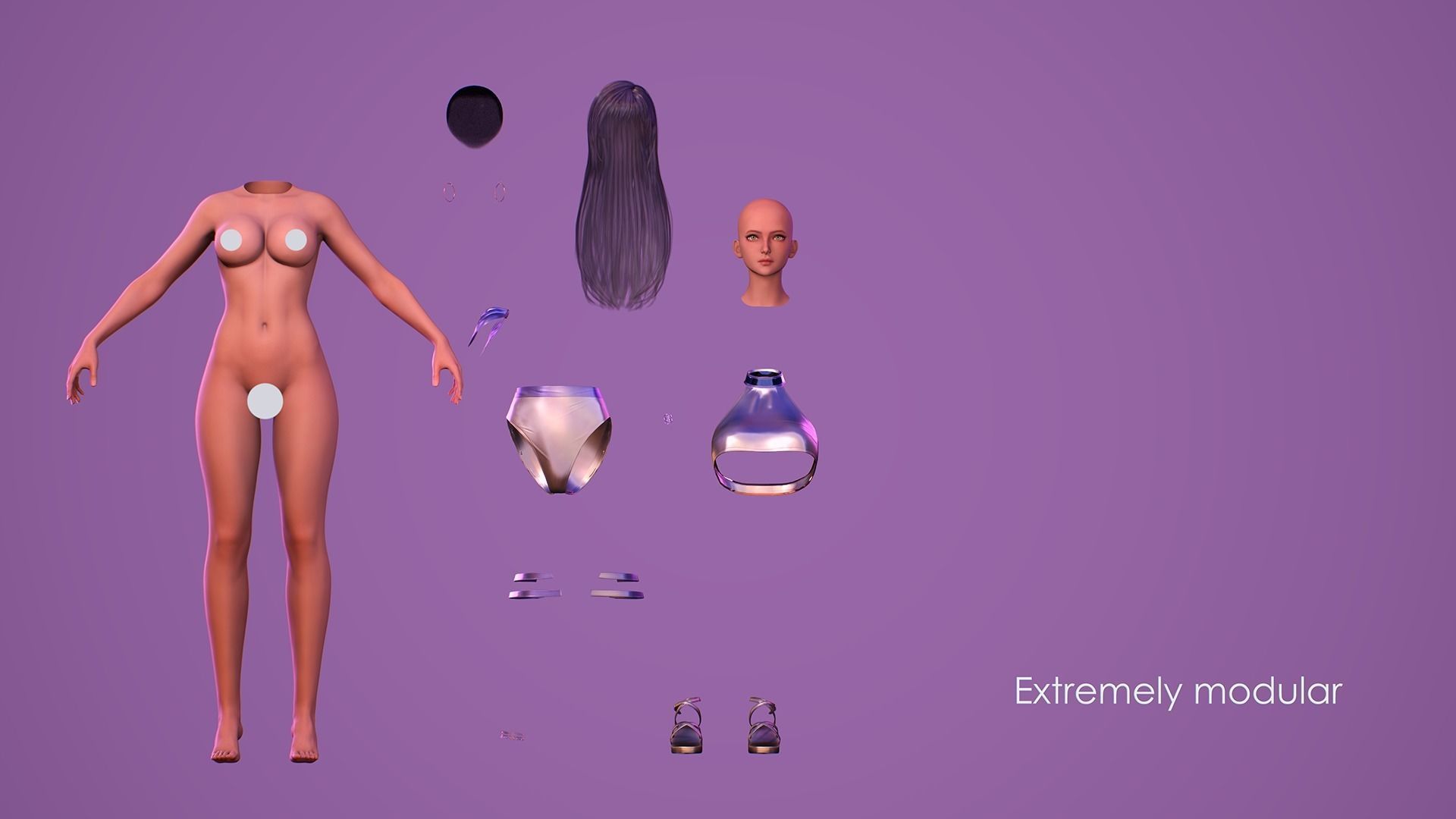 Girls in Swimsuits - Cute Stylized Characters Beach Casual Girls Low-poly 3D model_22