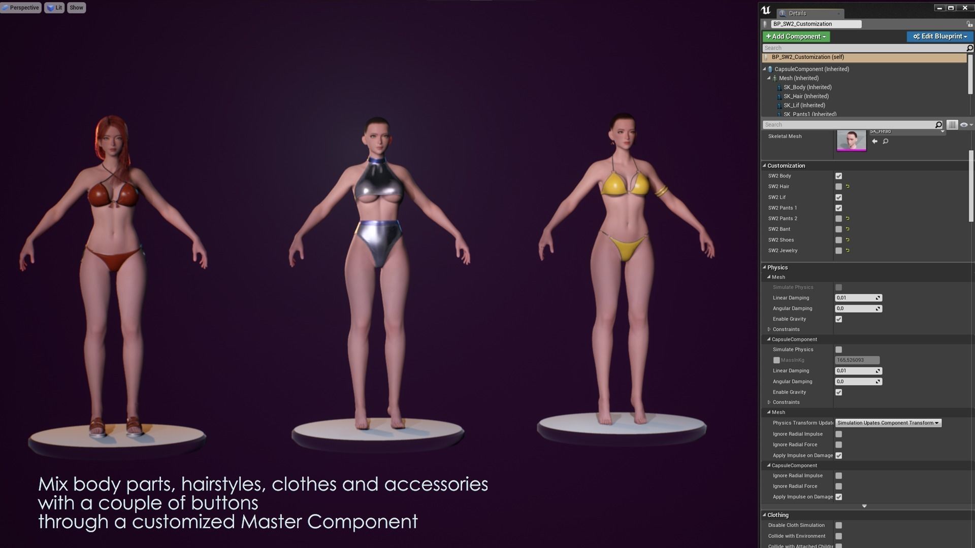 Girls in Swimsuits - Cute Stylized Characters Beach Casual Girls Low-poly 3D model_8