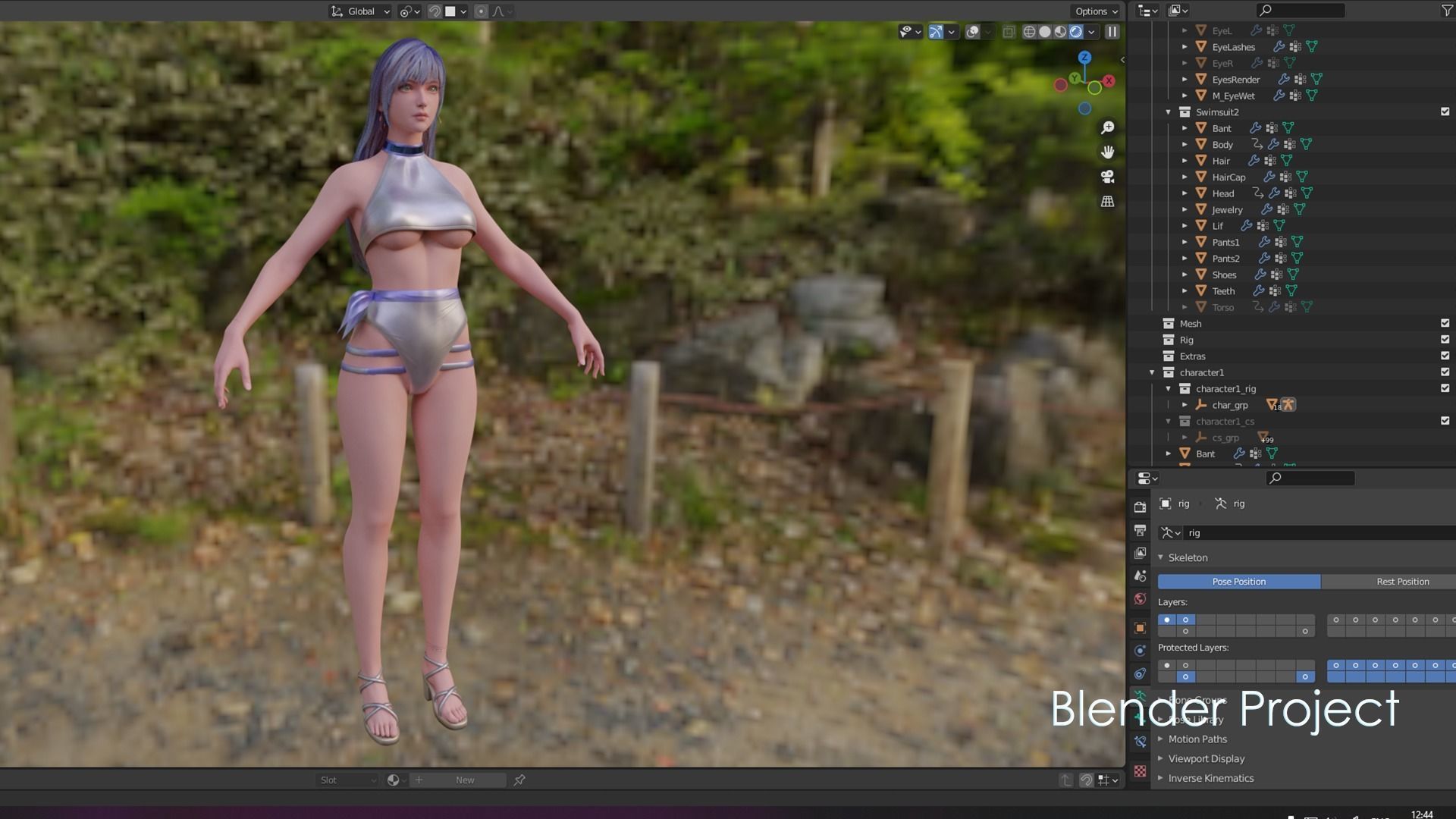 Girls in Swimsuits - Cute Stylized Characters Beach Casual Girls Low-poly 3D model_25