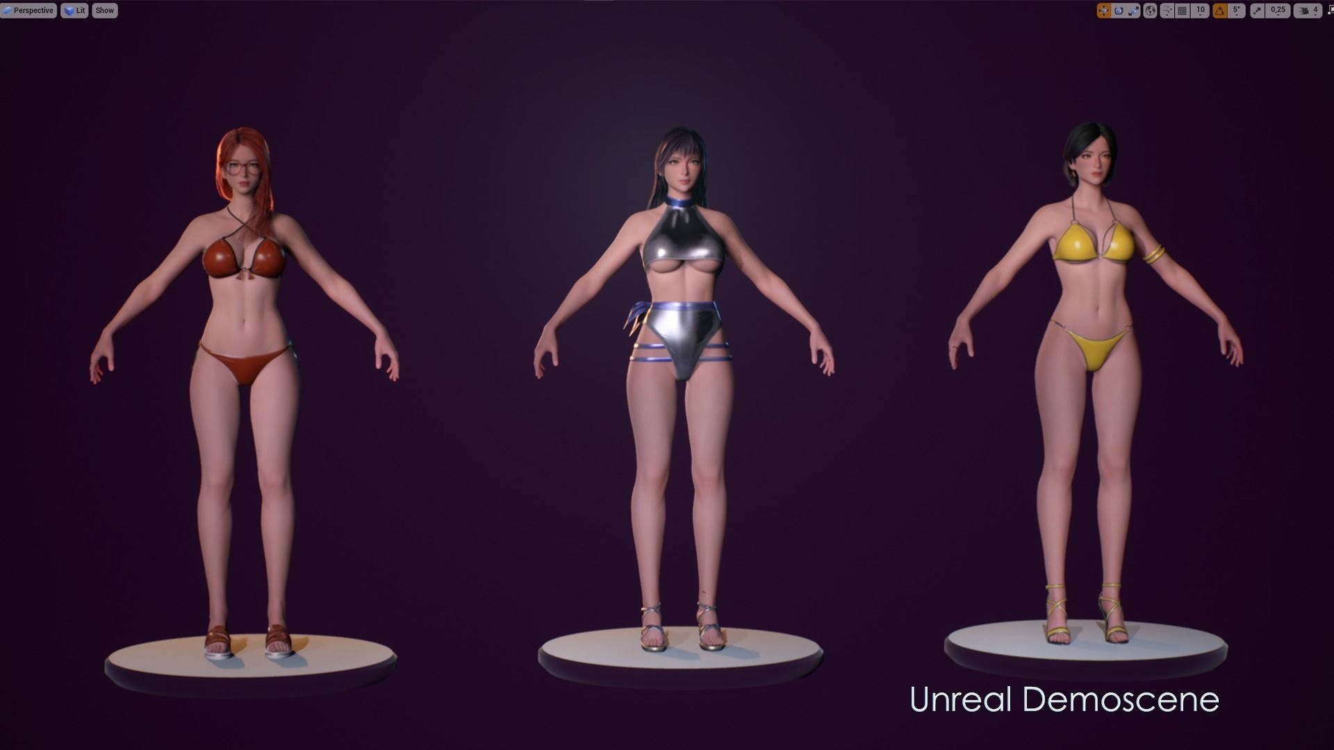 Girls in Swimsuits - Cute Stylized Characters Beach Casual Girls Low-poly 3D model_7