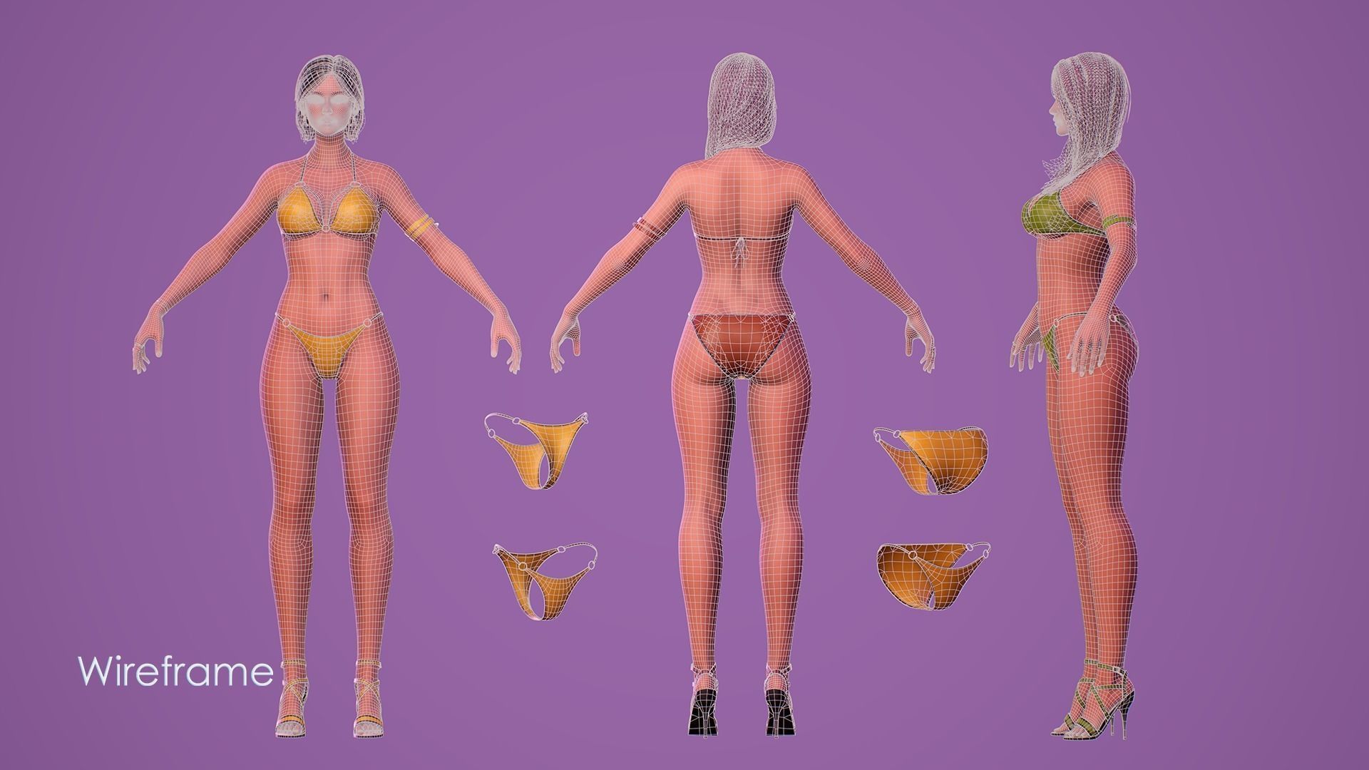 Girls in Swimsuits - Cute Stylized Characters Beach Casual Girls Low-poly 3D model_20