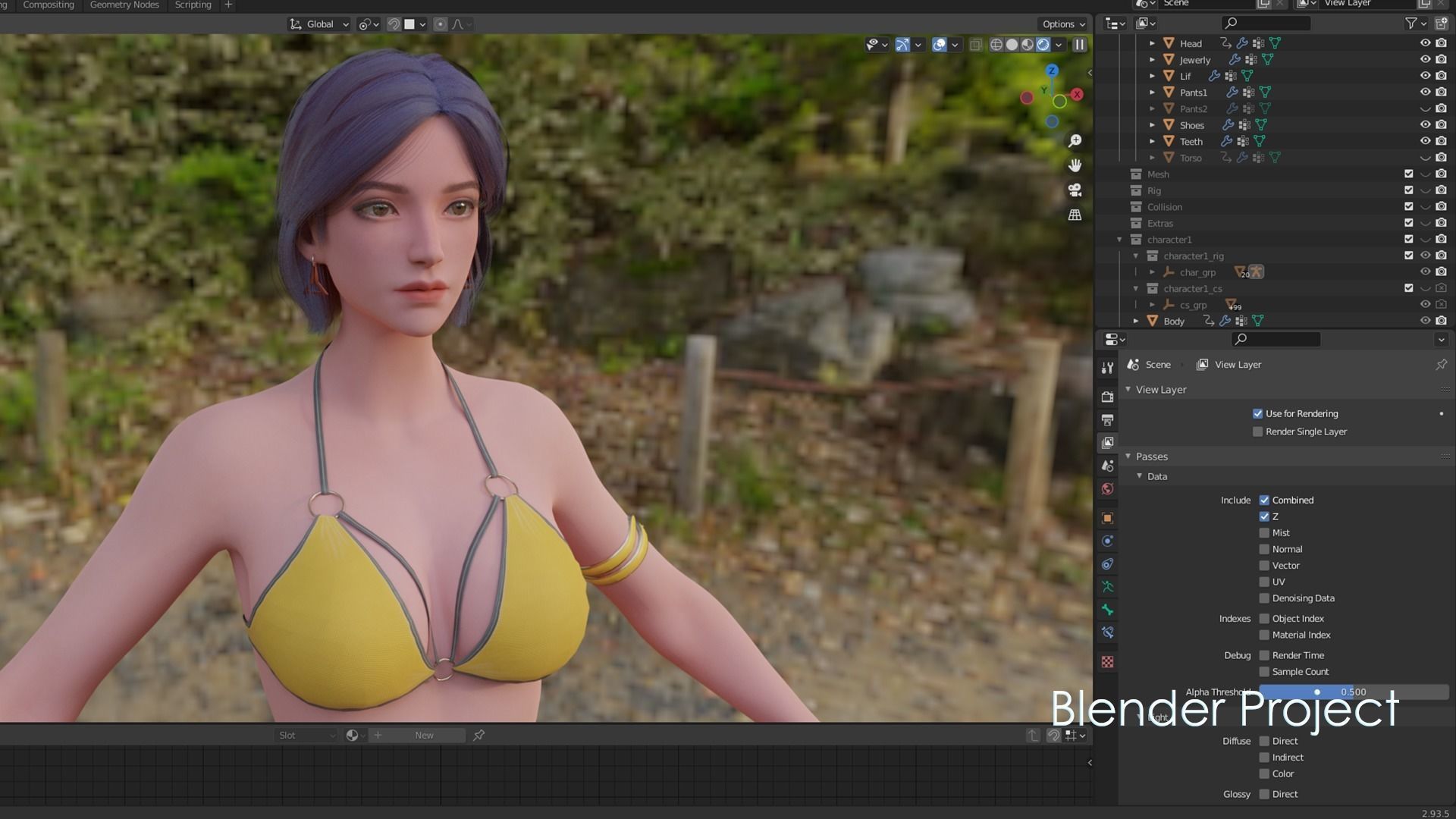 Girls in Swimsuits - Cute Stylized Characters Beach Casual Girls Low-poly 3D model_27