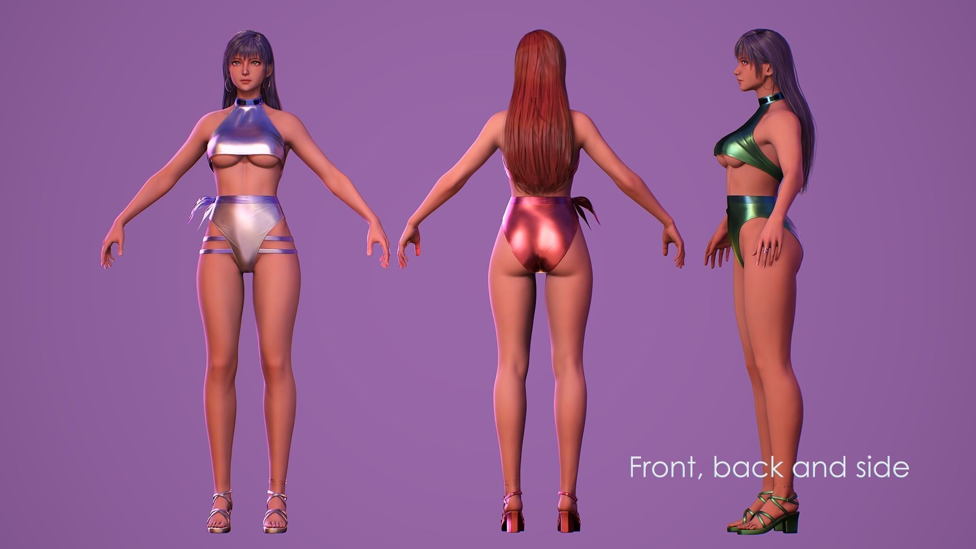 Girls in Swimsuits - Cute Stylized Characters Beach Casual Girls Low-poly 3D model_15