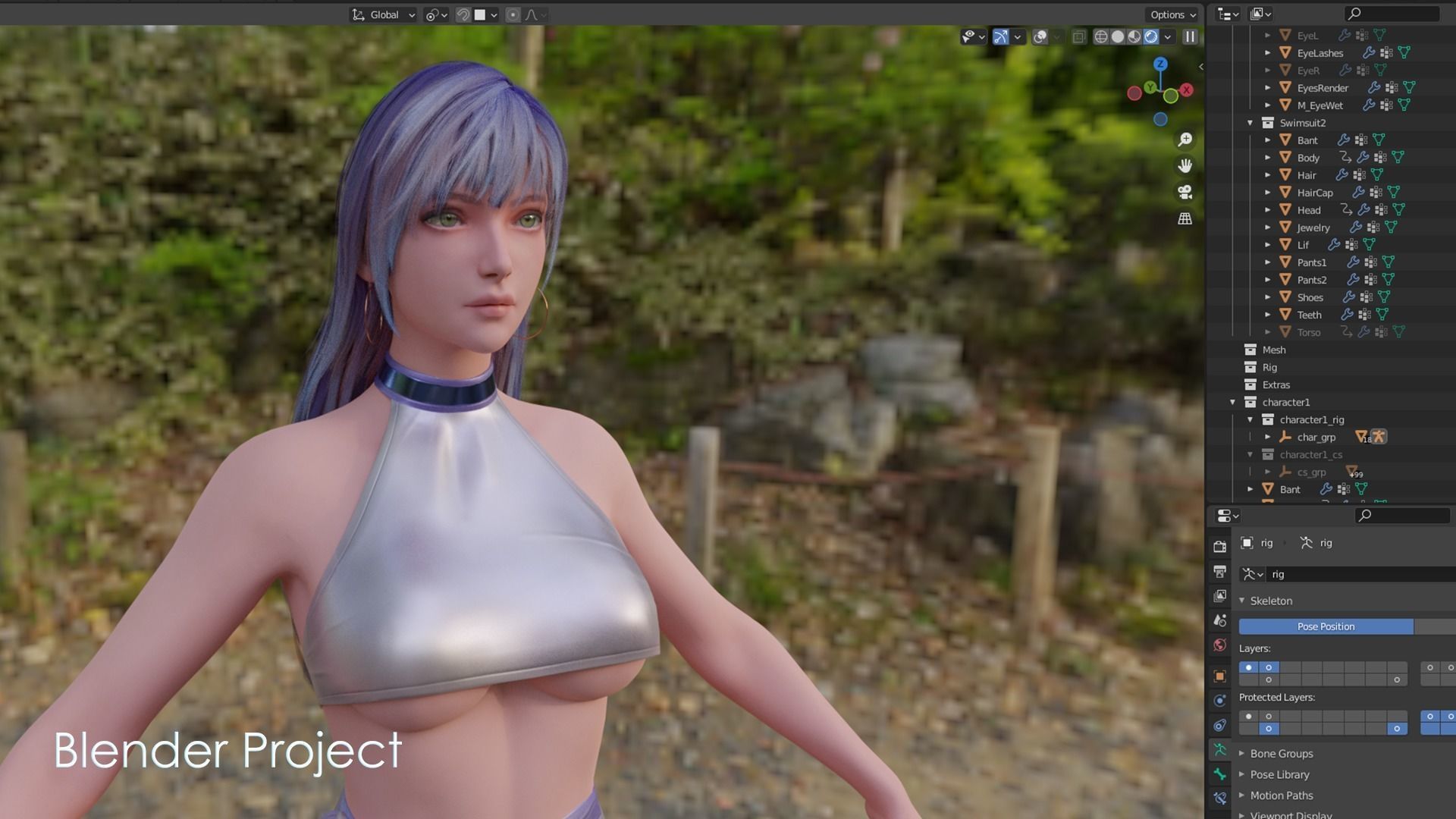 Girls in Swimsuits - Cute Stylized Characters Beach Casual Girls Low-poly 3D model_29