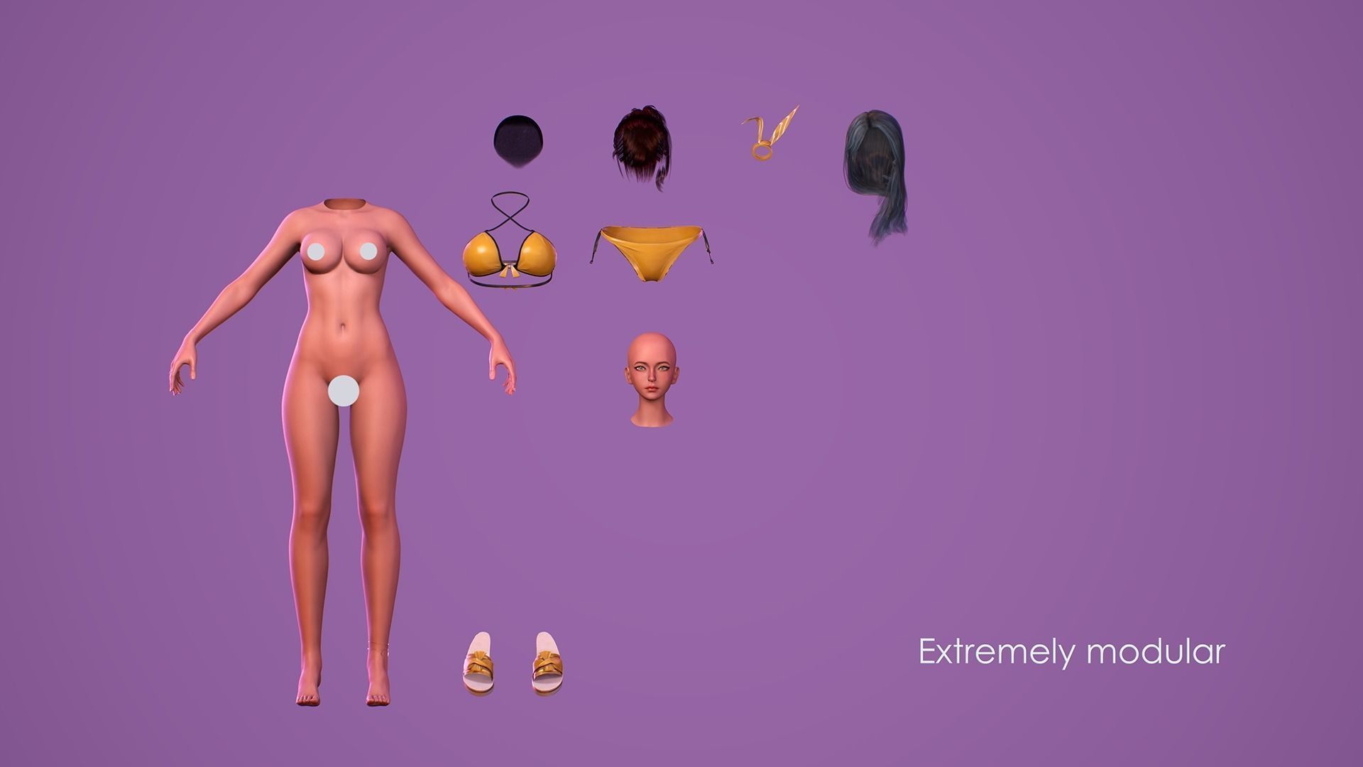 Girls in Swimsuits - Cute Stylized Characters Beach Casual Girls Low-poly 3D model_21