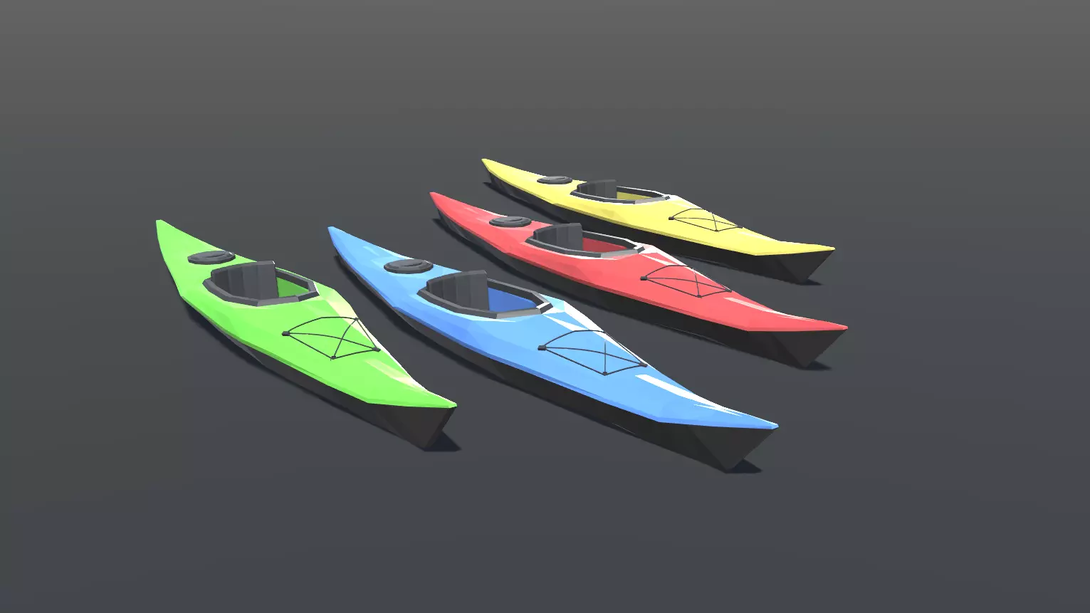 Kayak Low Poly set of toothpicks Low-poly 3D model
