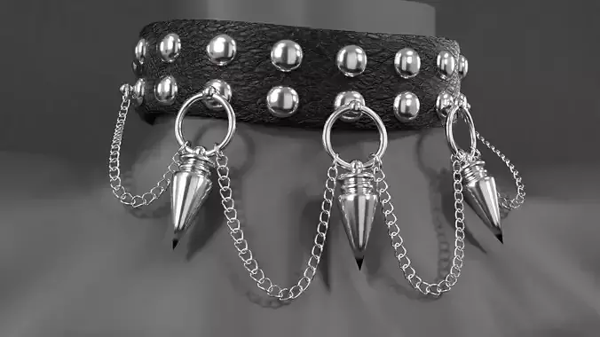 Collar accessory w spikes and chains