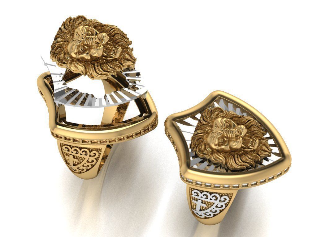 lion ring 3D print model_4