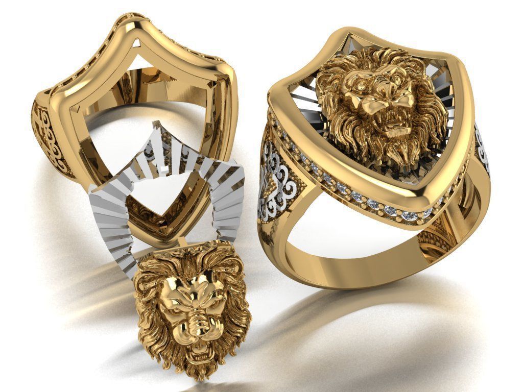 lion ring 3D print model_31