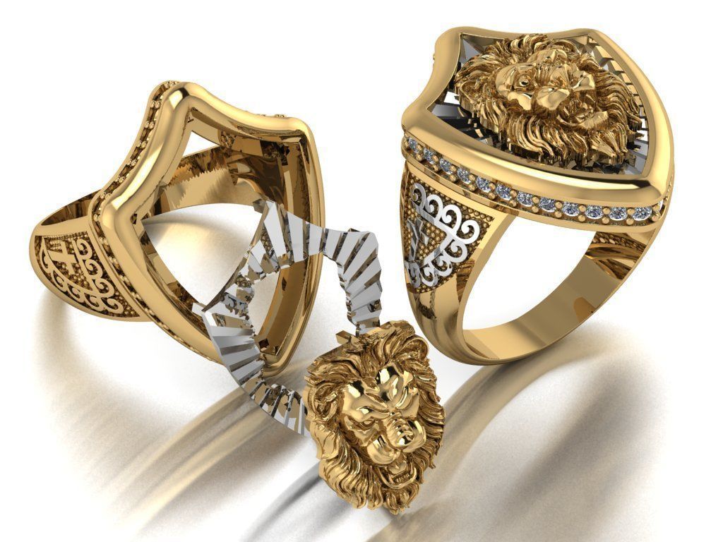 lion ring 3D print model_1