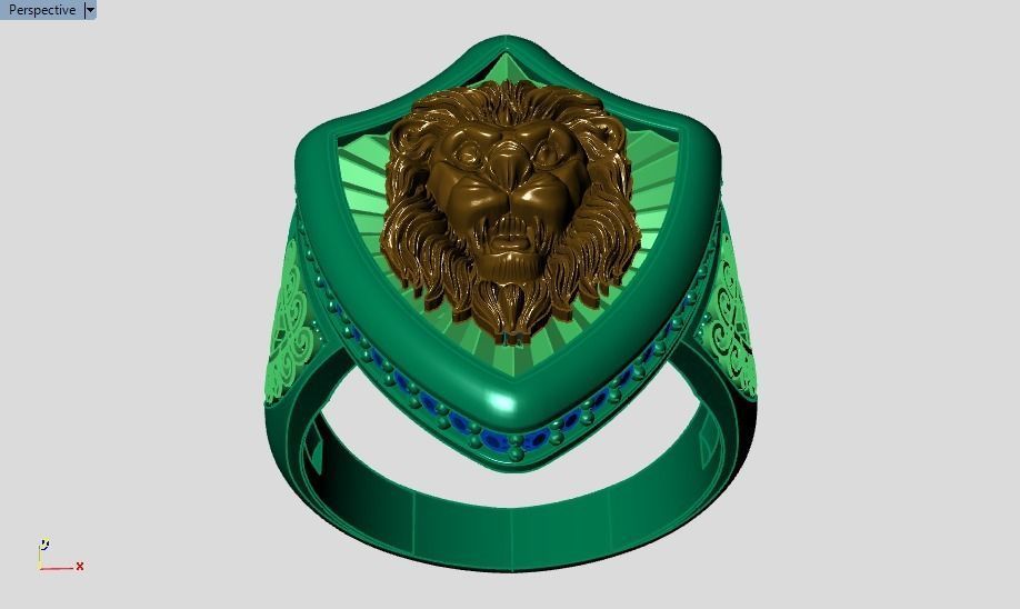 lion ring 3D print model_11