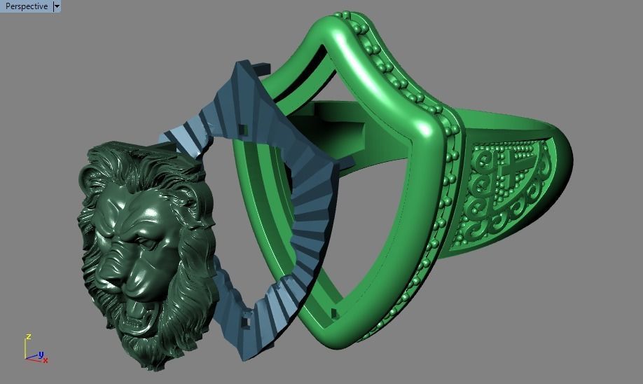 lion ring 3D print model_29