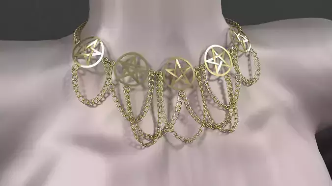 Collar accessory w stars chains 3D model