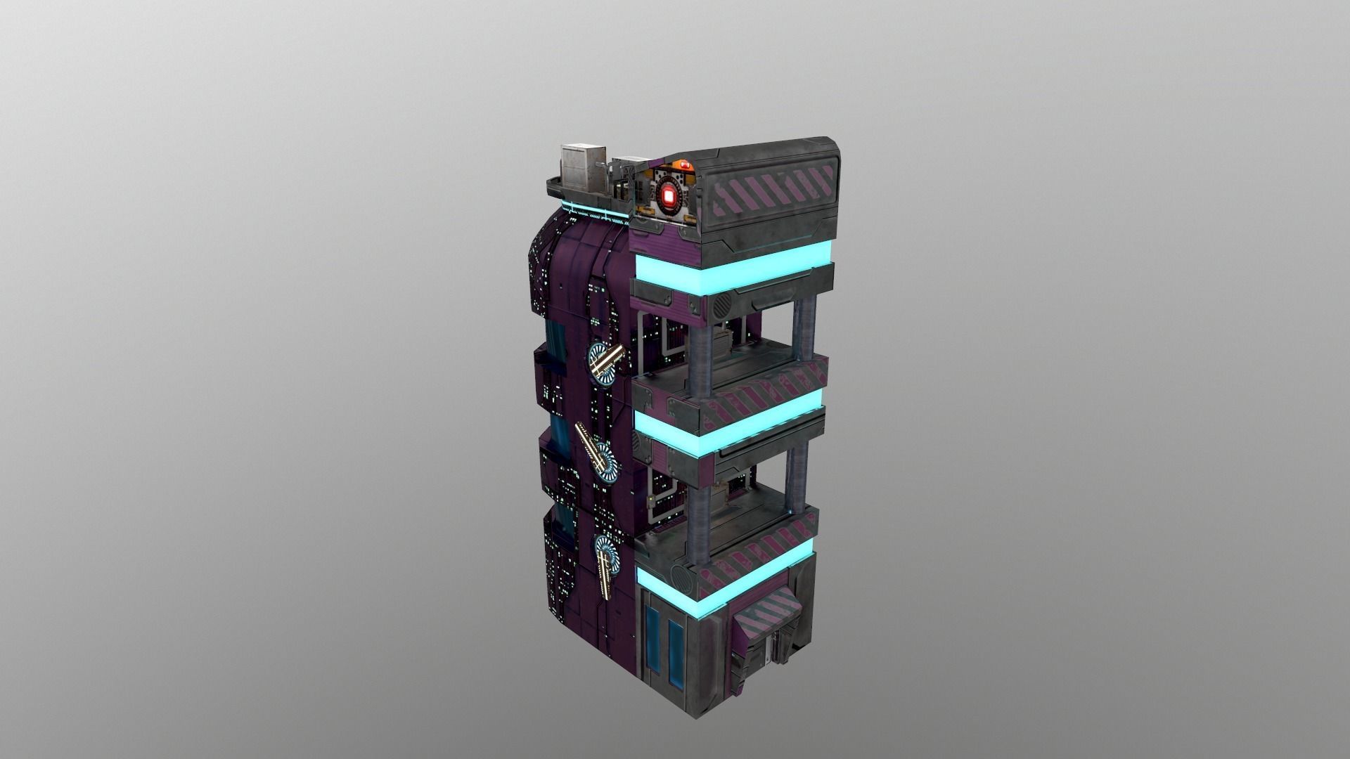 Cyberpunk City - Building 43 Low-poly 3D model_3