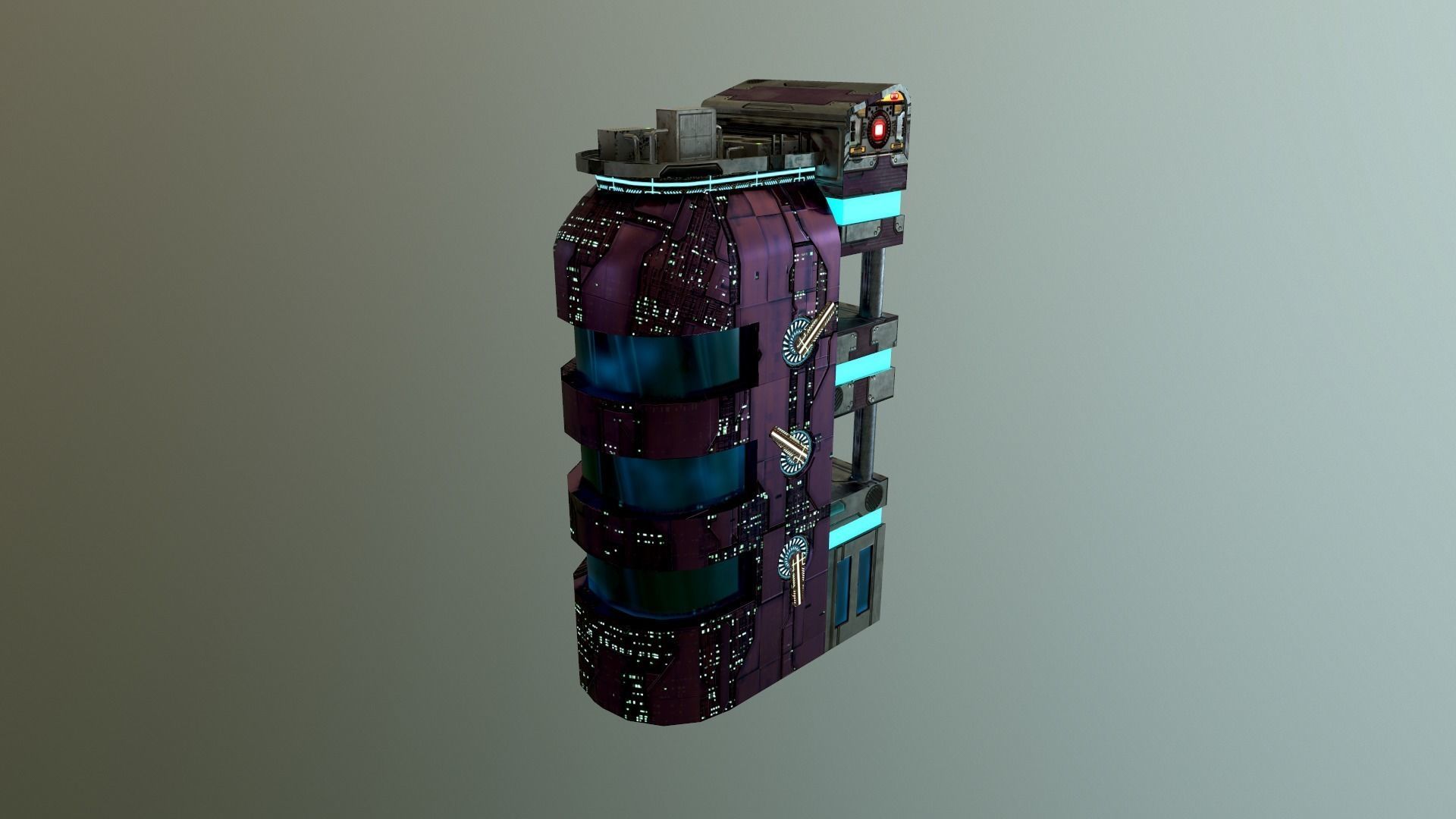 Cyberpunk City - Building 43 Low-poly 3D model_24