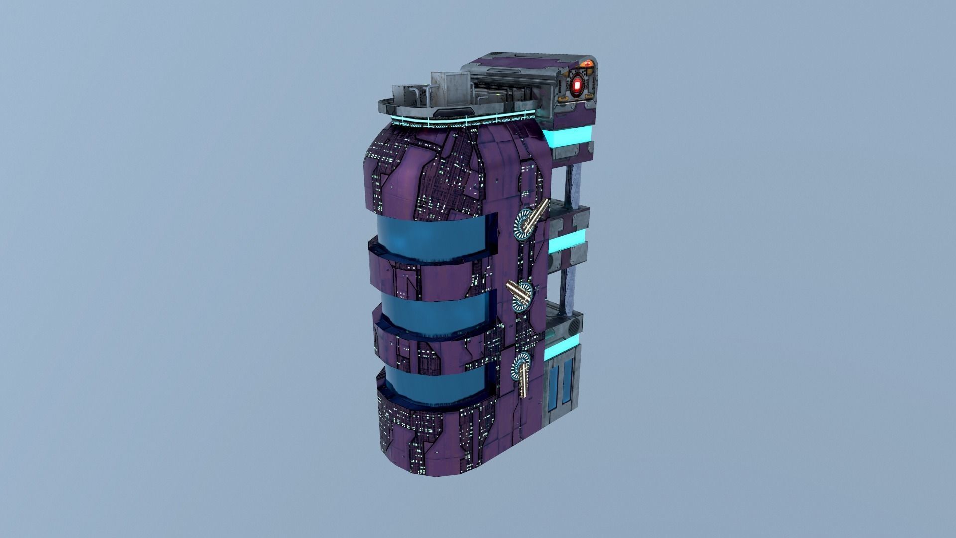 Cyberpunk City - Building 43 Low-poly 3D model_17