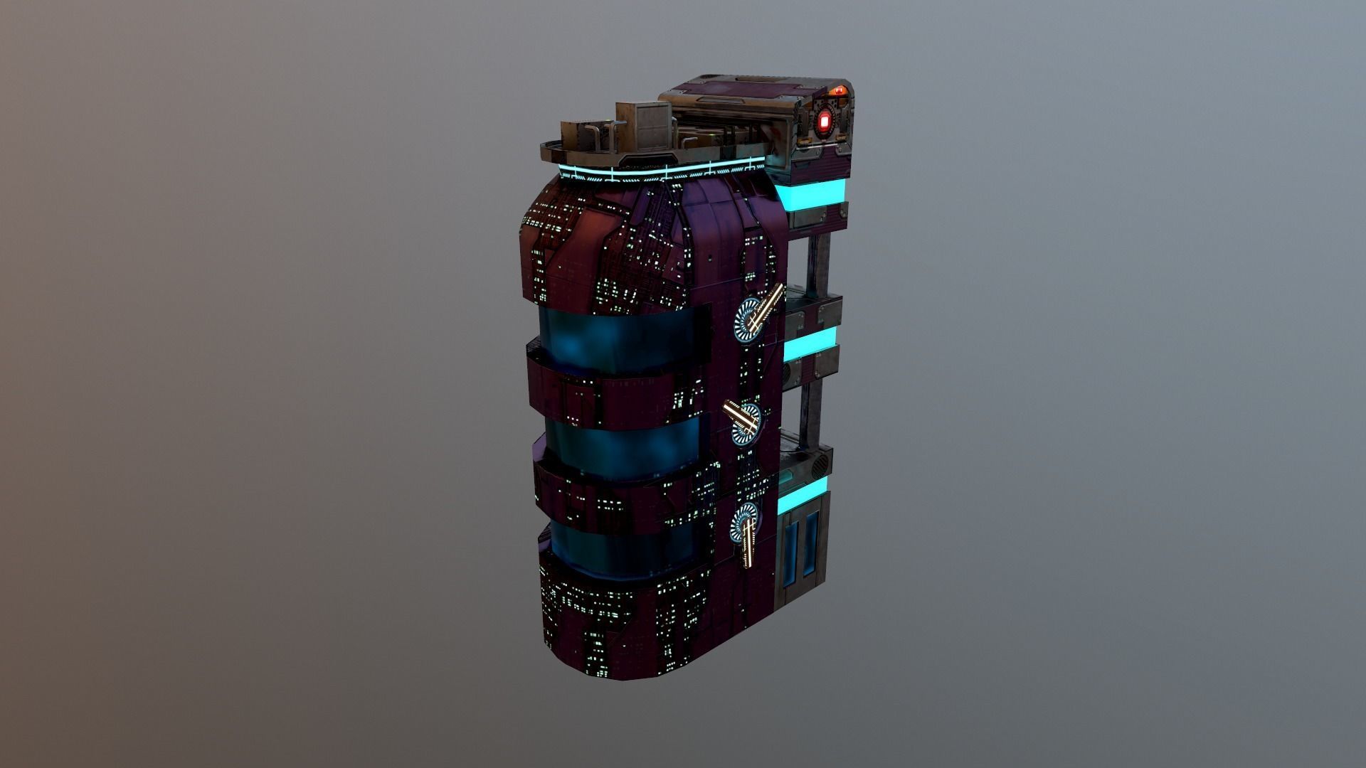 Cyberpunk City - Building 43 Low-poly 3D model_32