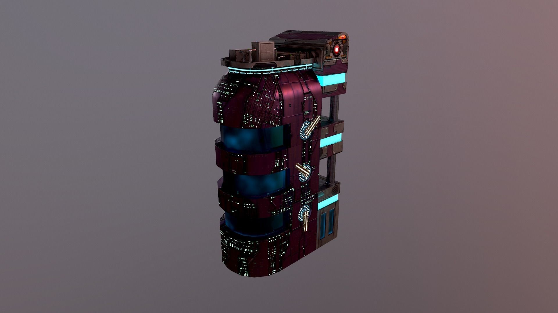 Cyberpunk City - Building 43 Low-poly 3D model_34