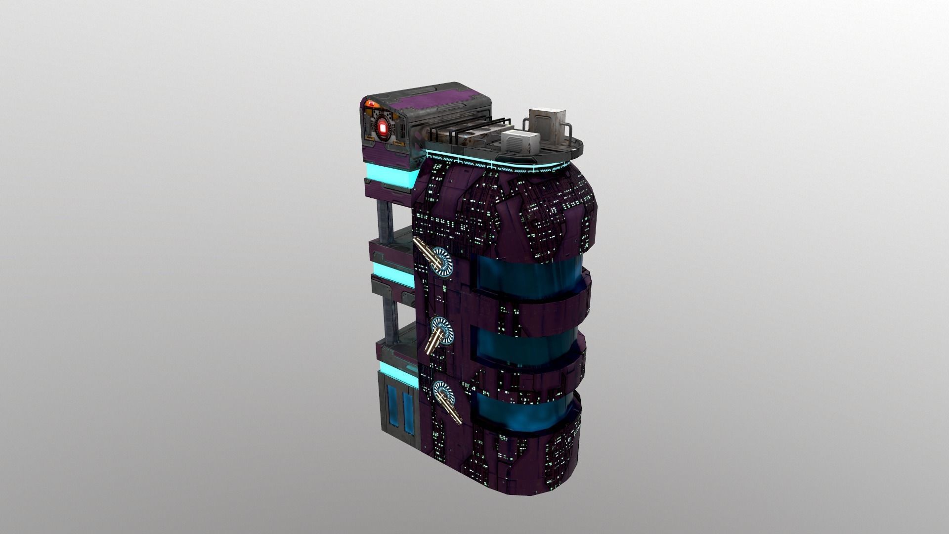 Cyberpunk City - Building 43 Low-poly 3D model_2