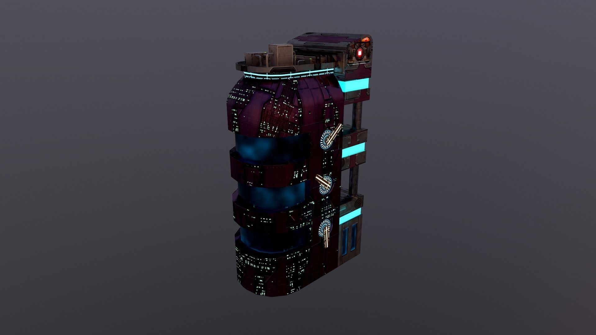 Cyberpunk City - Building 43 Low-poly 3D model_27