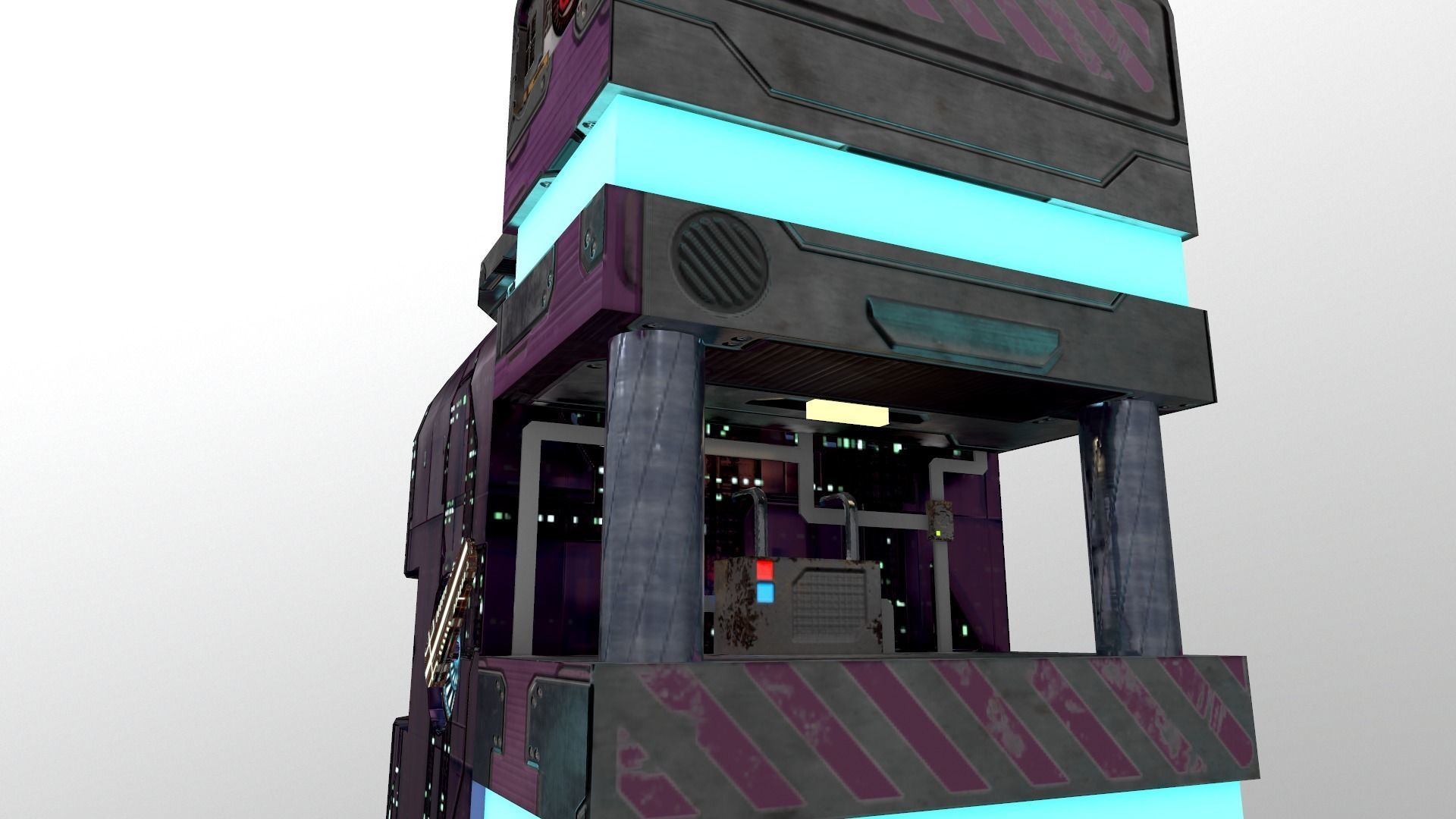 Cyberpunk City - Building 43 Low-poly 3D model_10
