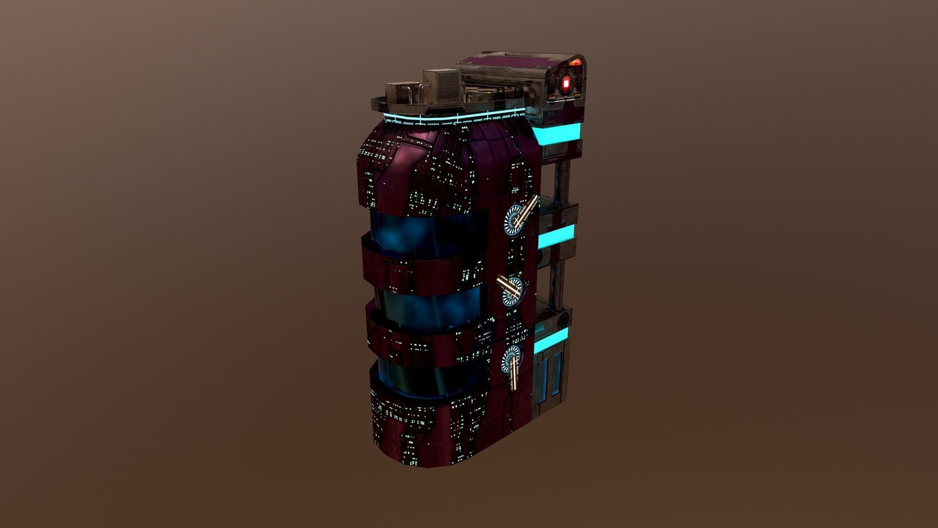 Cyberpunk City - Building 43 Low-poly 3D model_25