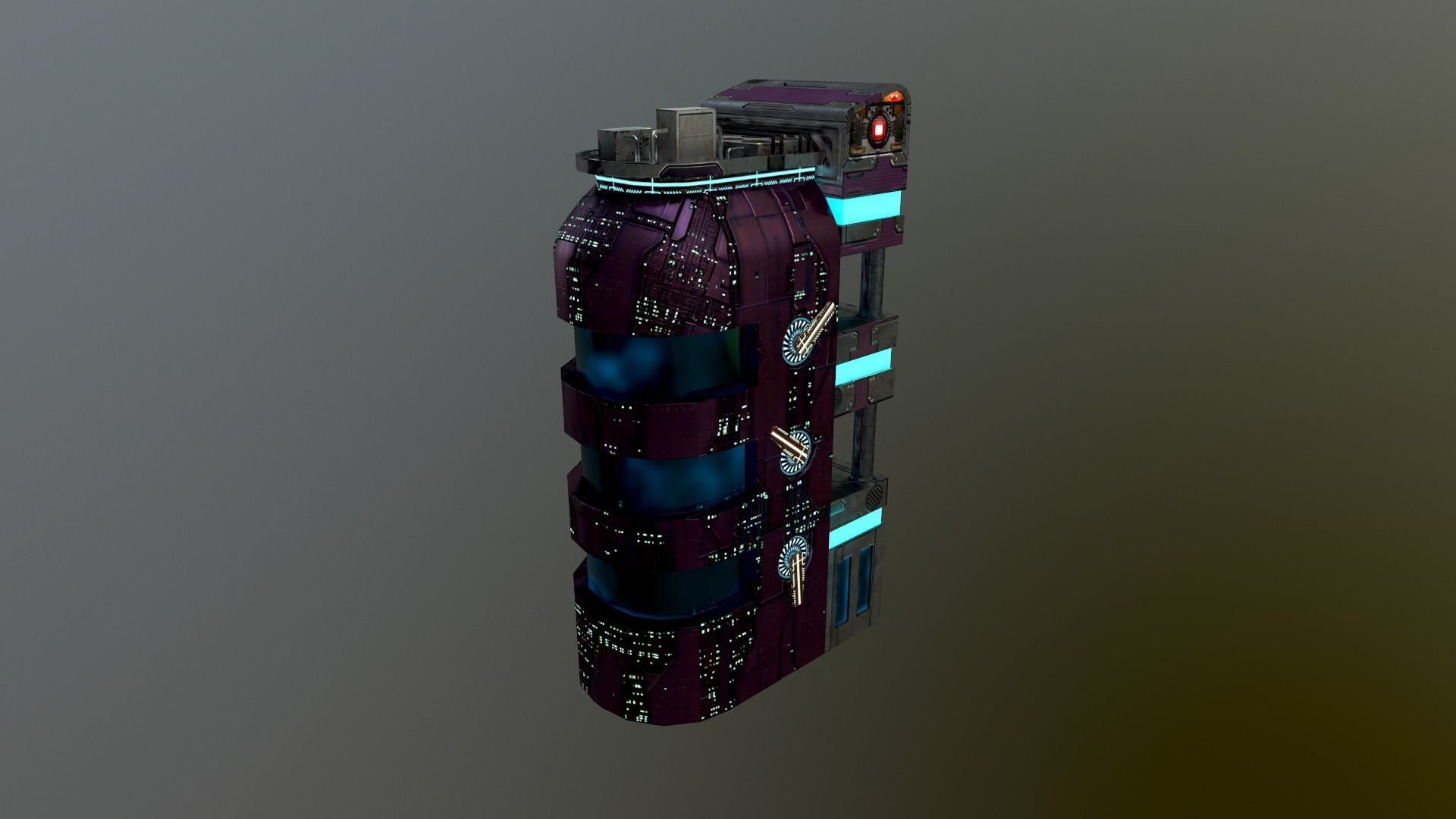 Cyberpunk City - Building 43 Low-poly 3D model_26