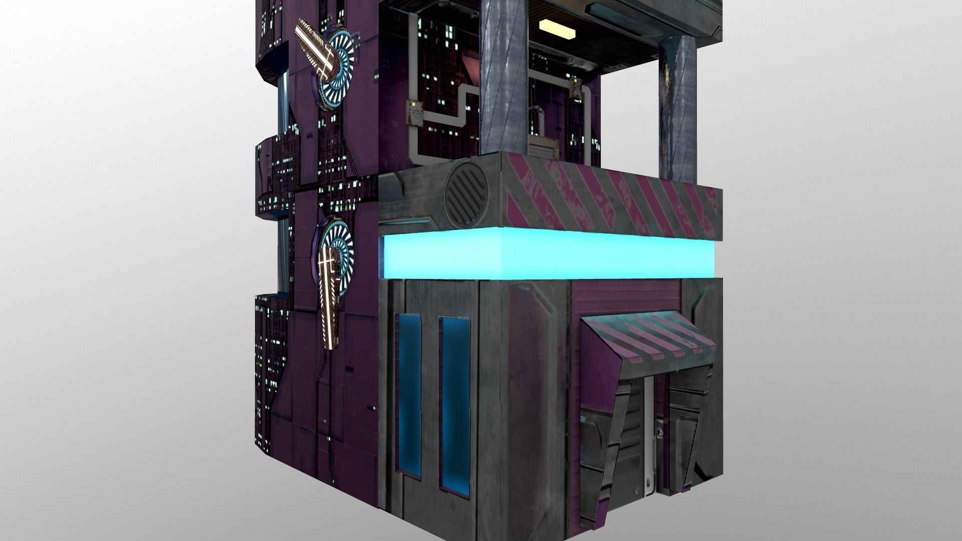 Cyberpunk City - Building 43 Low-poly 3D model_8