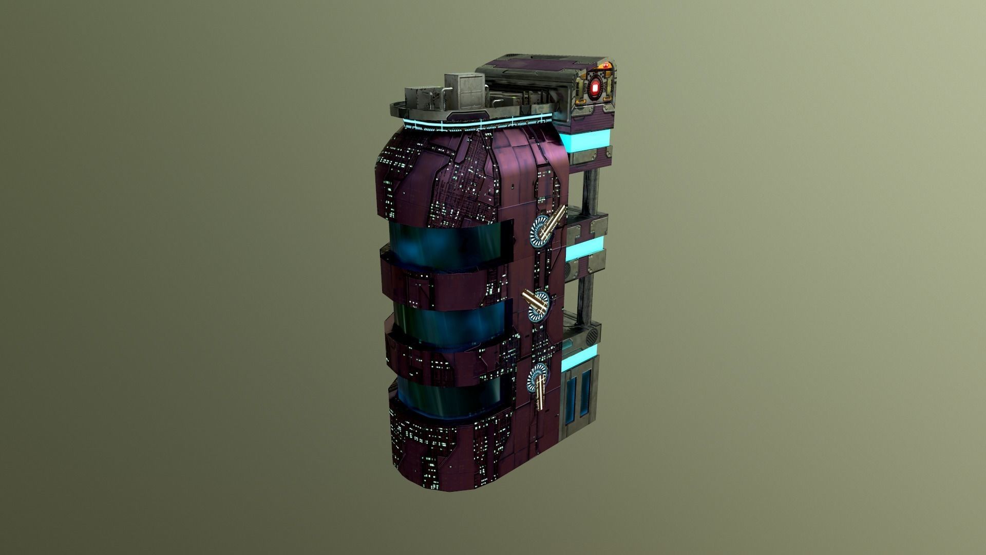 Cyberpunk City - Building 43 Low-poly 3D model_23