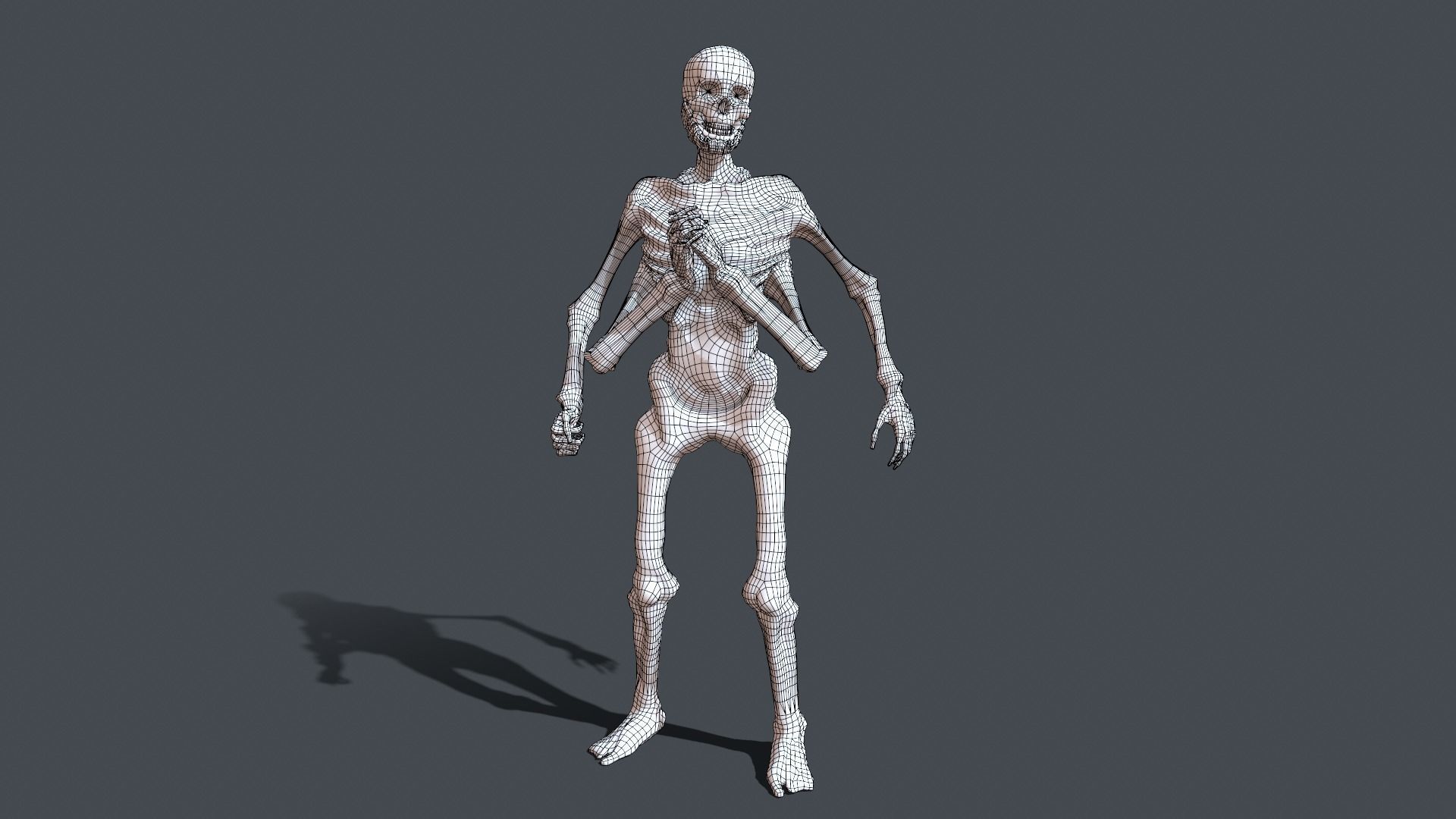 Four-armed monster Low-poly 3D model_43