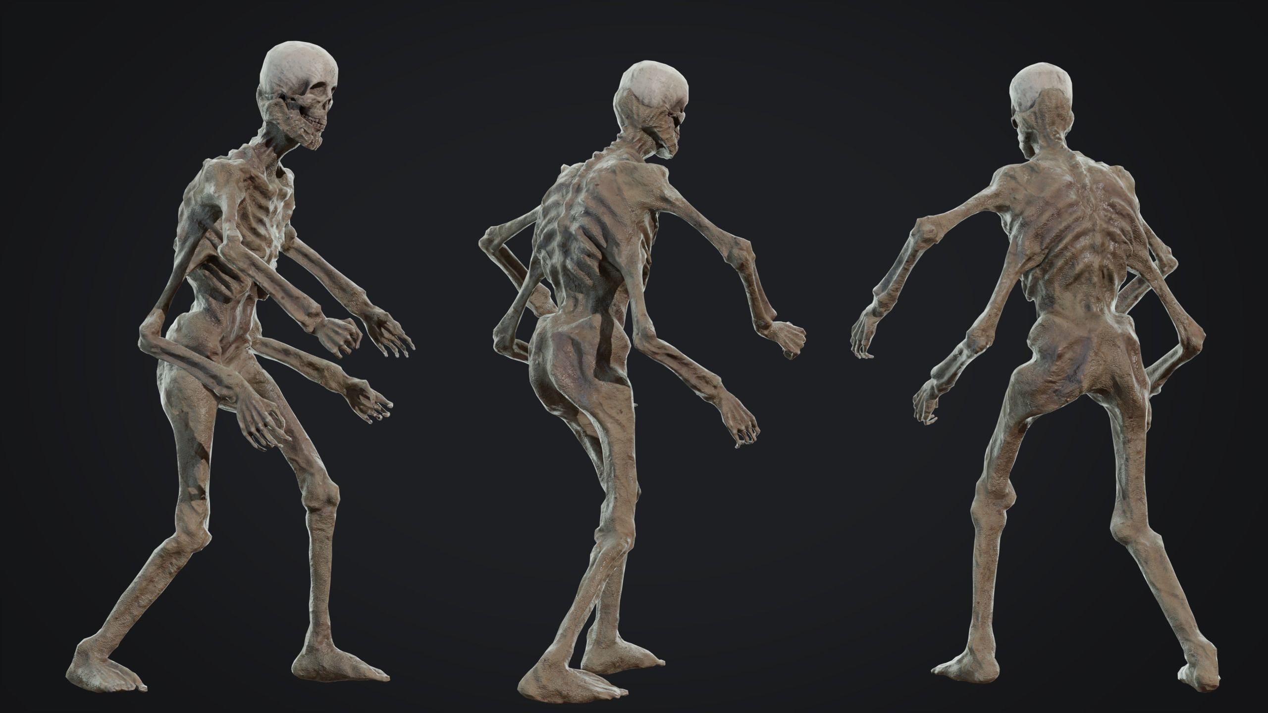 Four-armed monster Low-poly 3D model_9