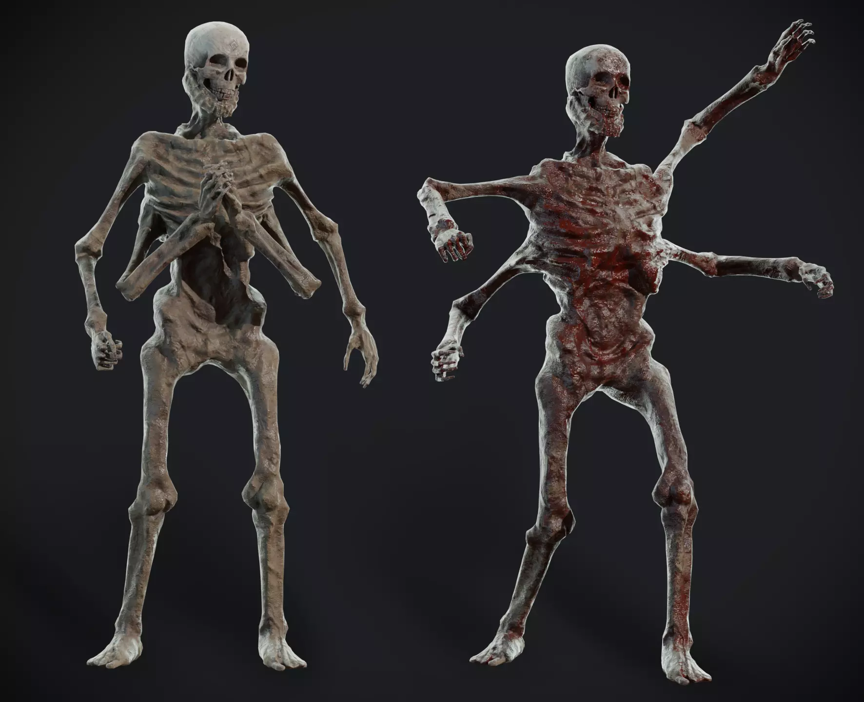Four-armed monster Low-poly 3D model_0