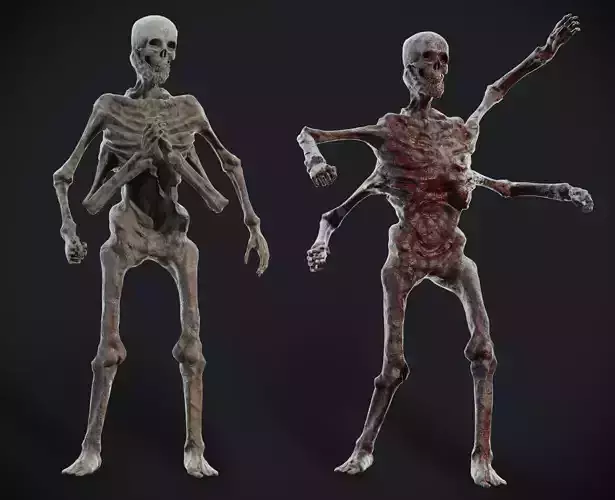 Four-armed monster Low-poly 3D model