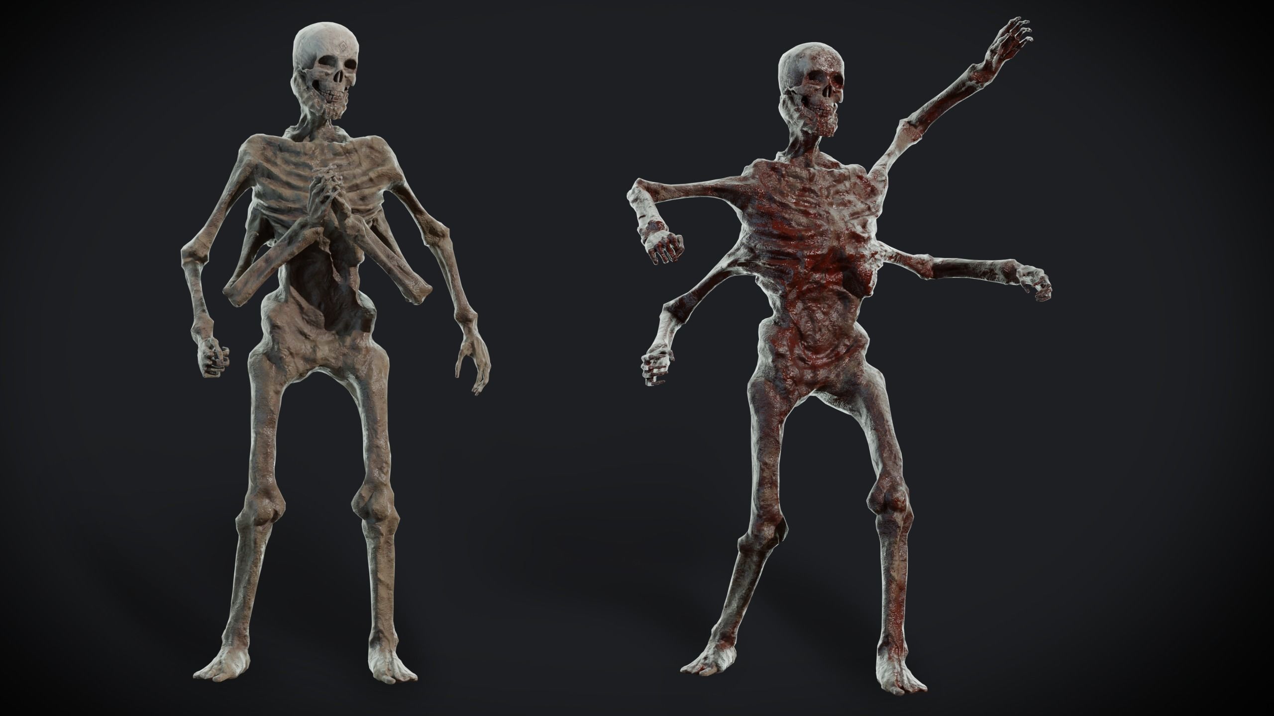 Four-armed monster Low-poly 3D model_3