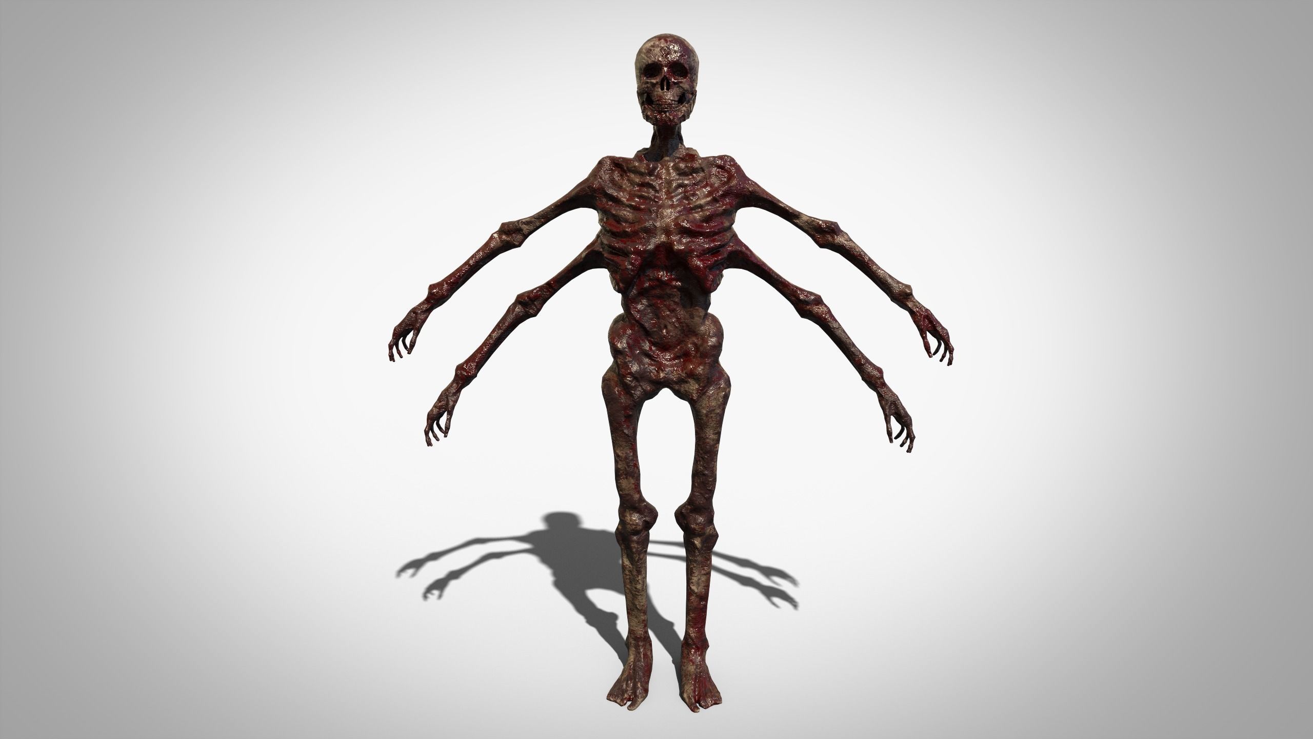 Four-armed monster Low-poly 3D model_12