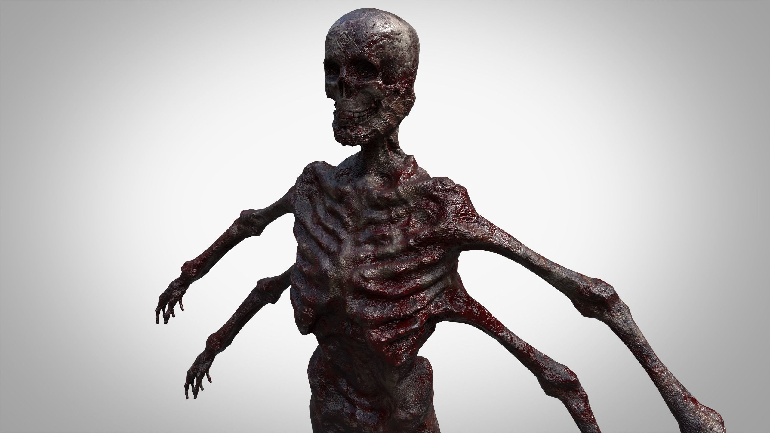 Four-armed monster Low-poly 3D model_6