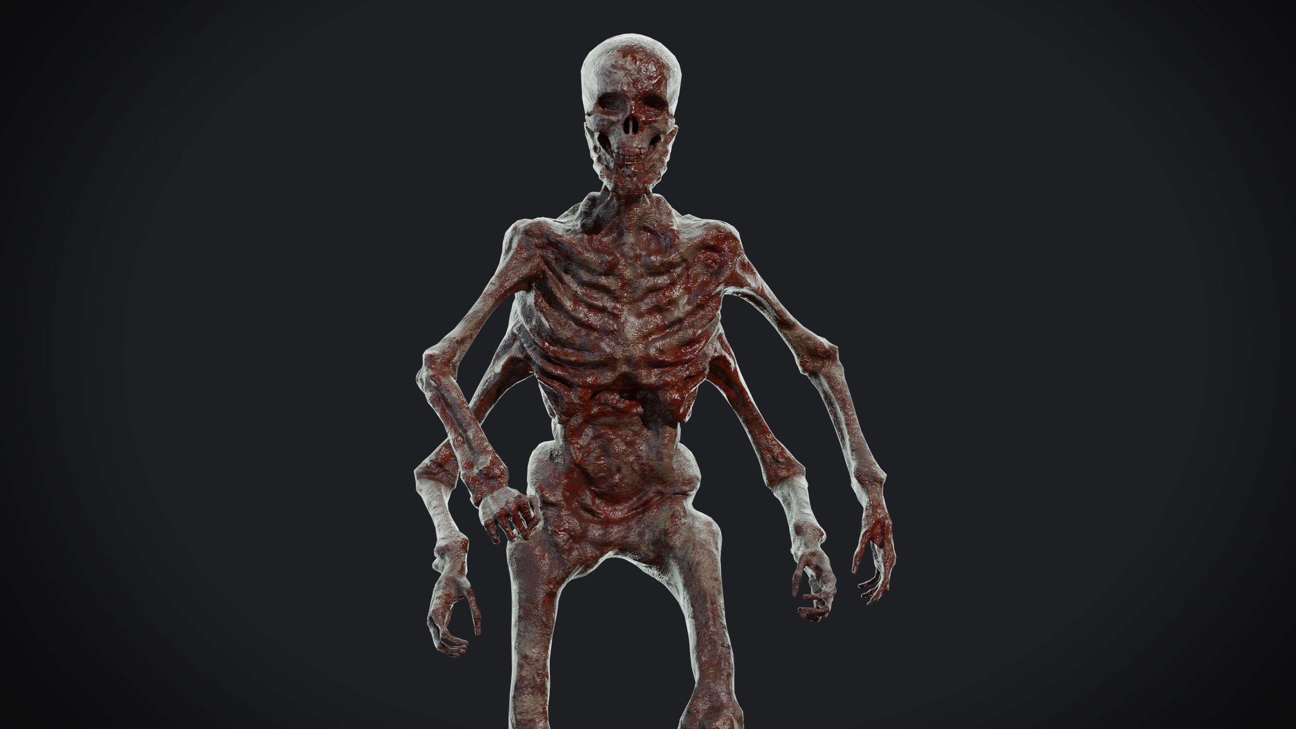 Four-armed monster Low-poly 3D model_4