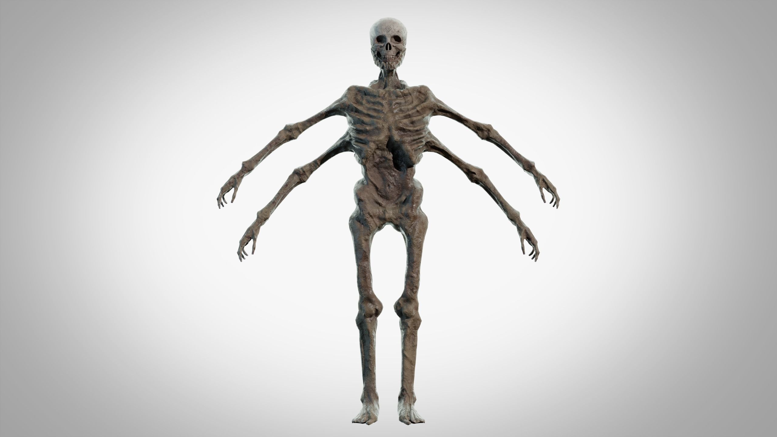 Four-armed monster Low-poly 3D model_5