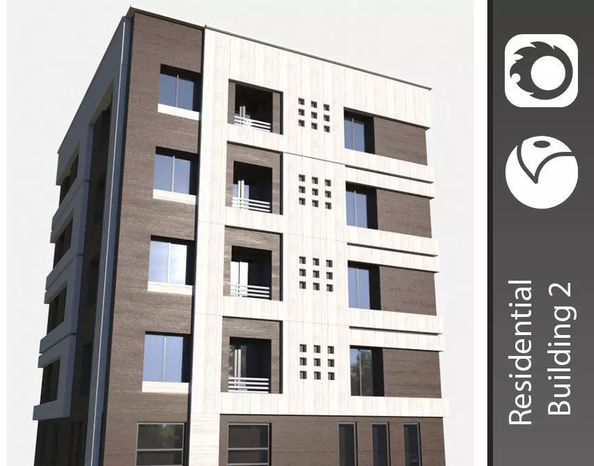Residential apartment building 2 3D model_0