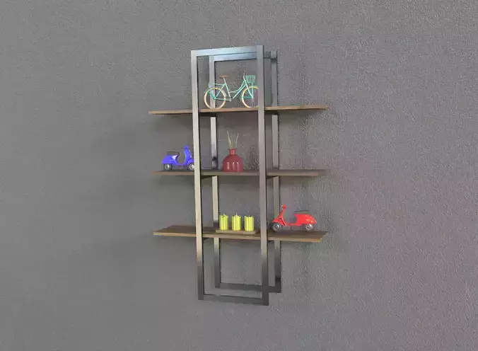 Industrial Style Bookshelf Low-poly 3D model