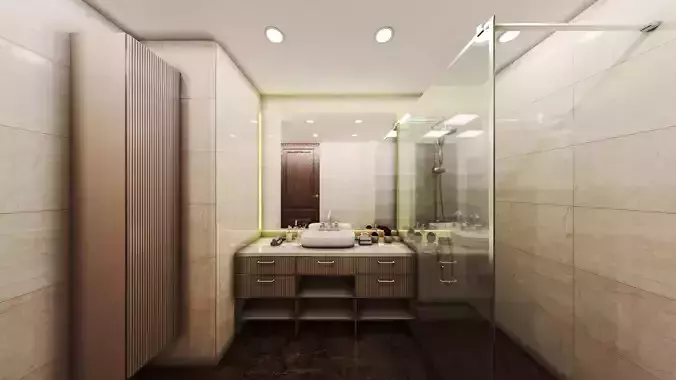Luxury Bathroom Model - Modern Bathroom Design - Low-poly 3D model