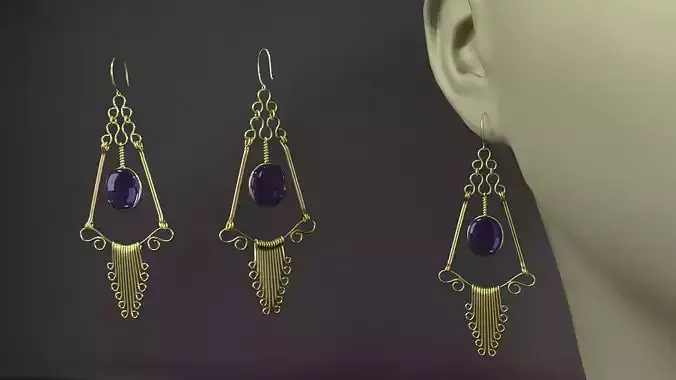 Earring pair of earrings with amethyst stones