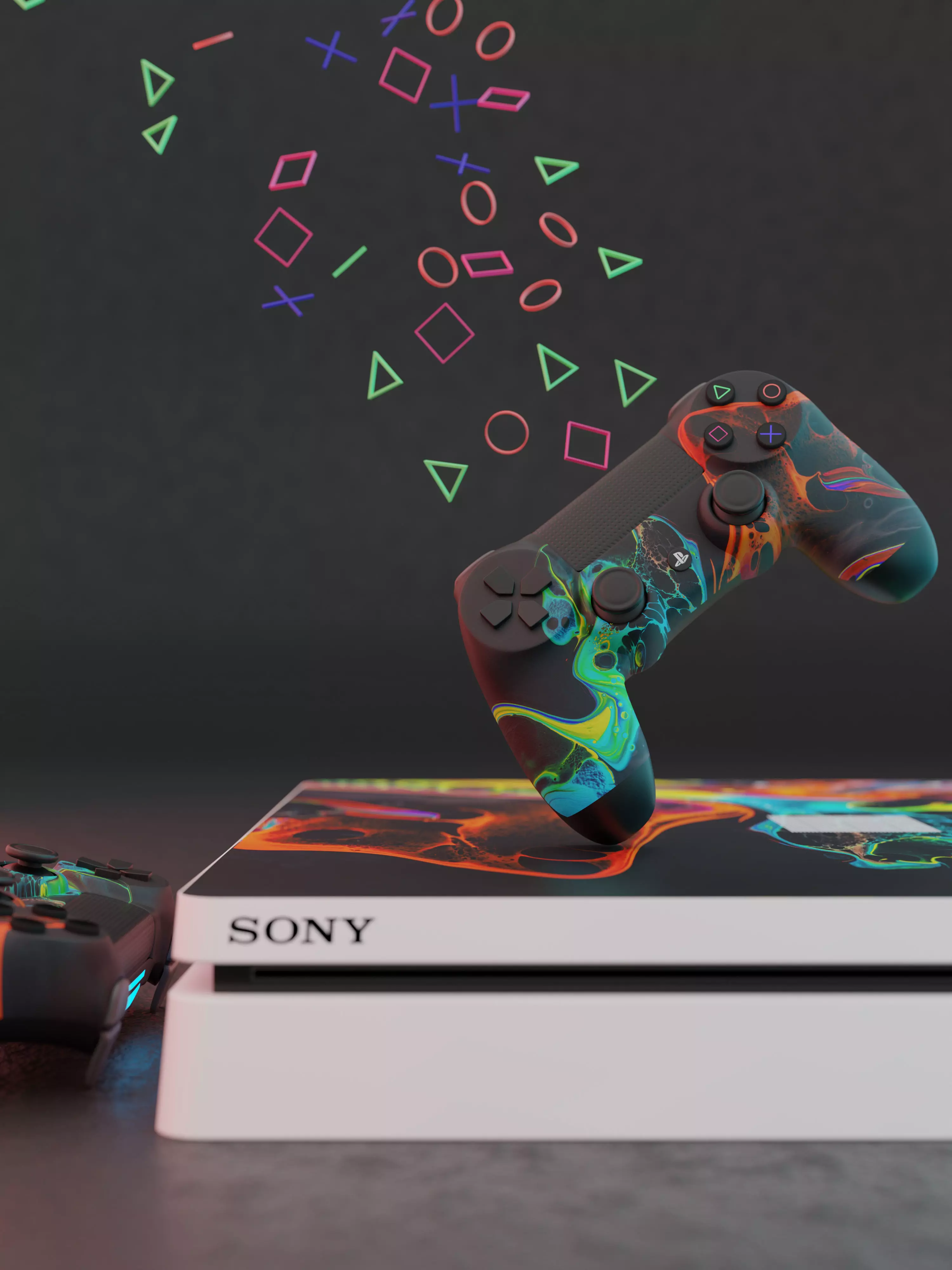 Playstation and Dualshock 4 Low-poly 3D model