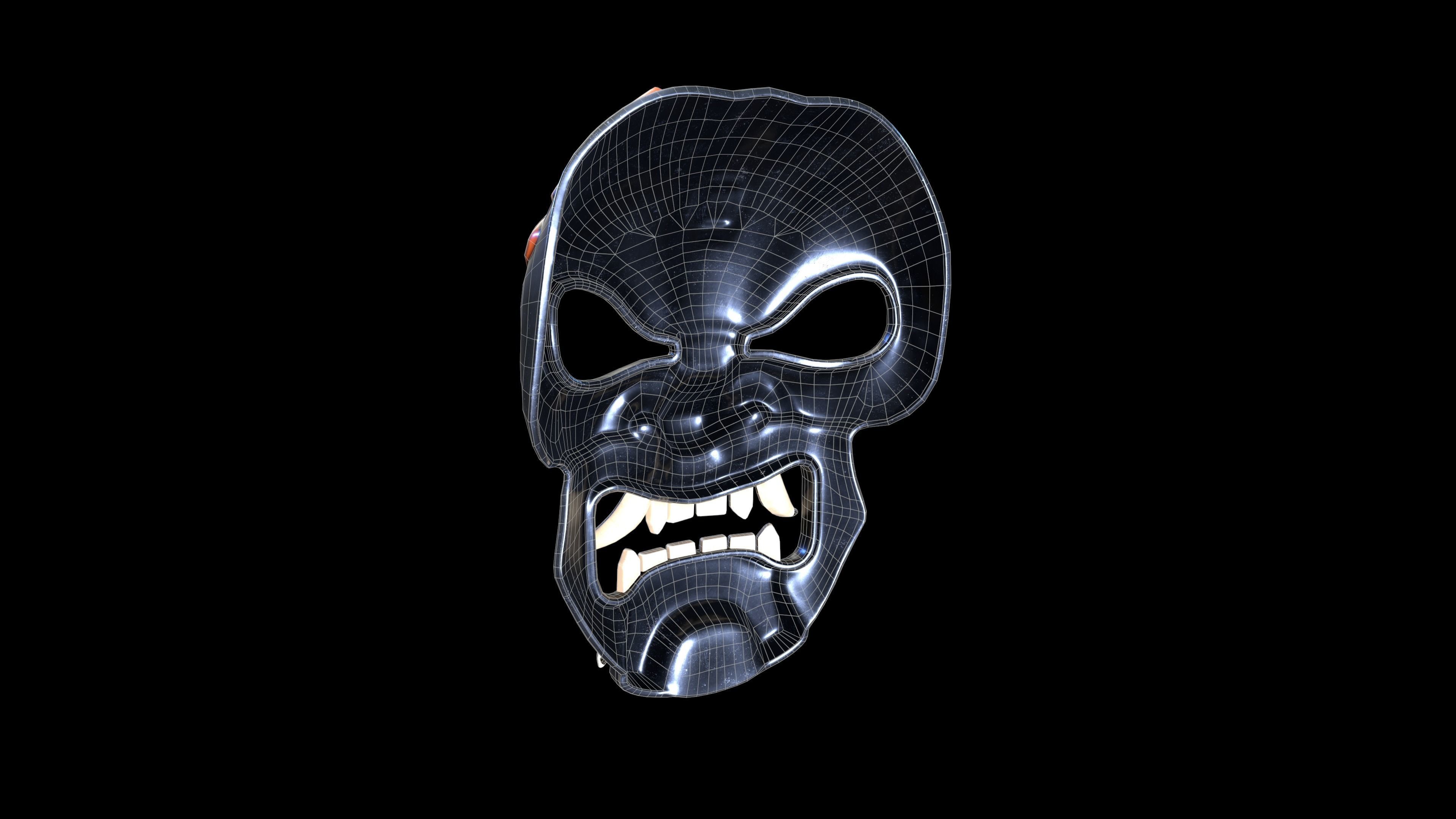Samurai-mask asian mask Low-poly 3D model_5
