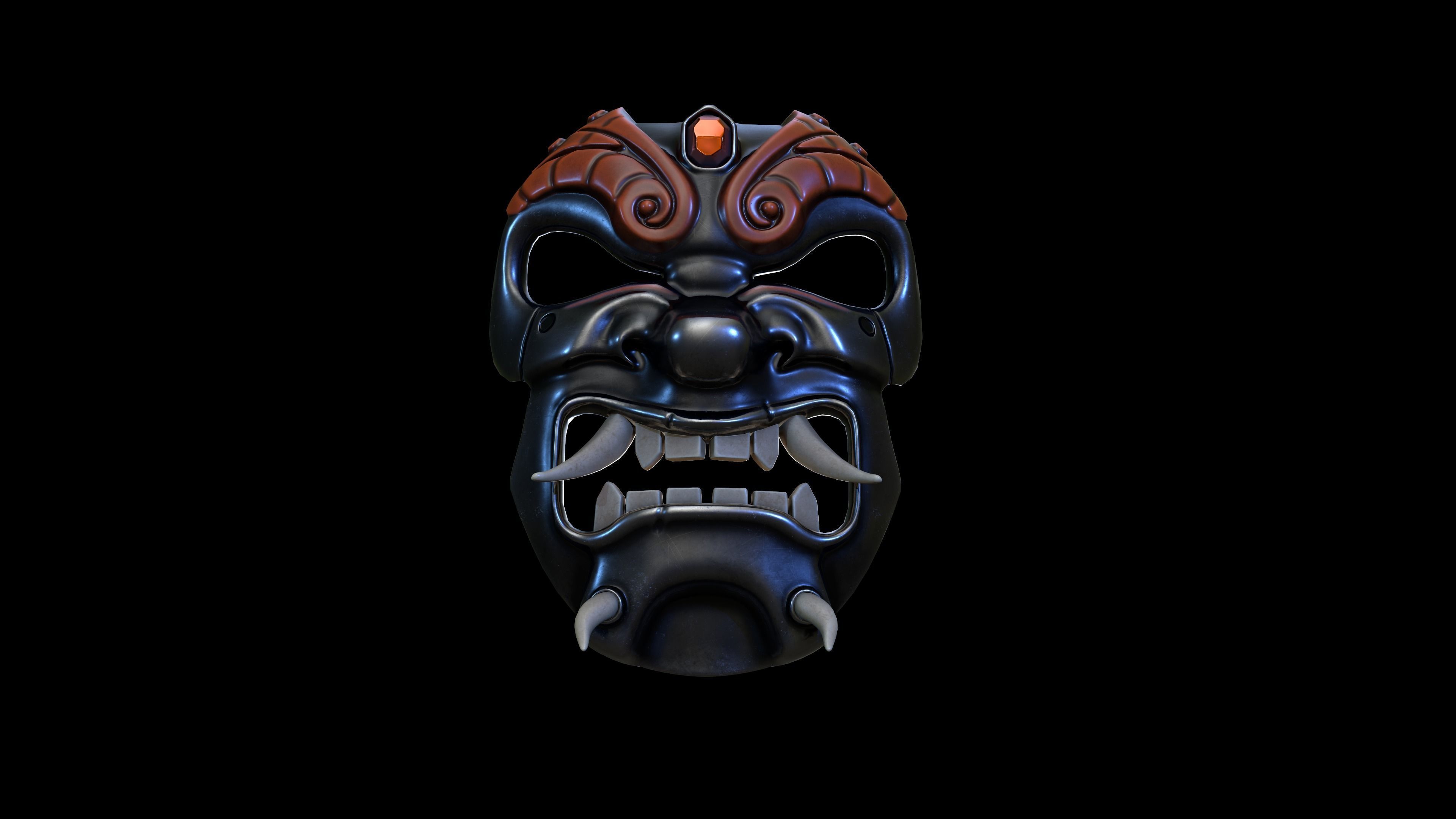Samurai-mask asian mask Low-poly 3D model_2